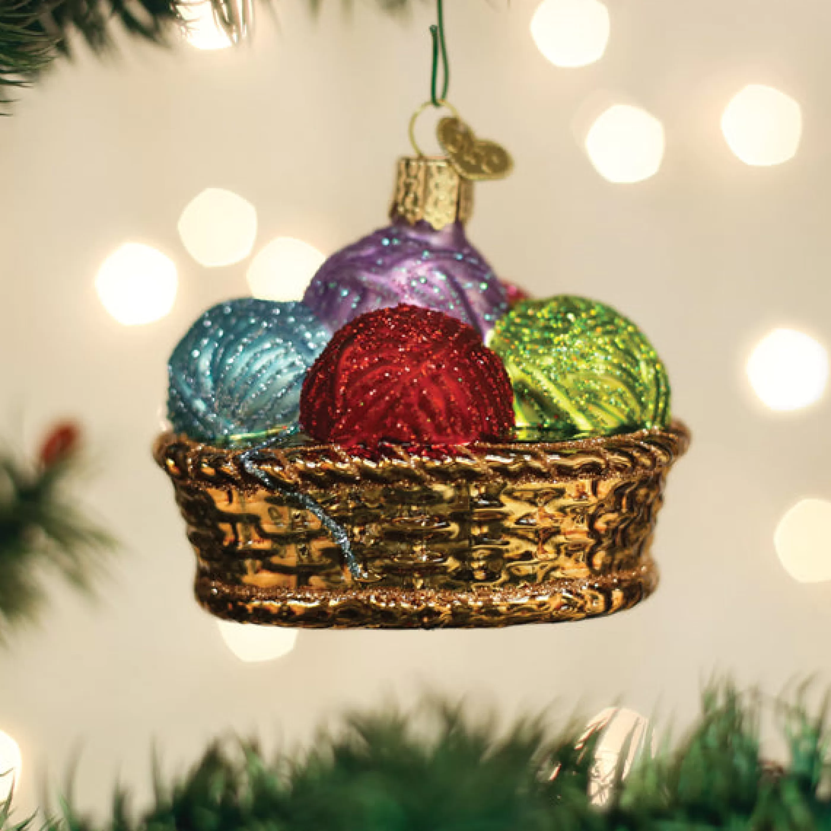 EAST WEST Basket Of Yarn Ornament