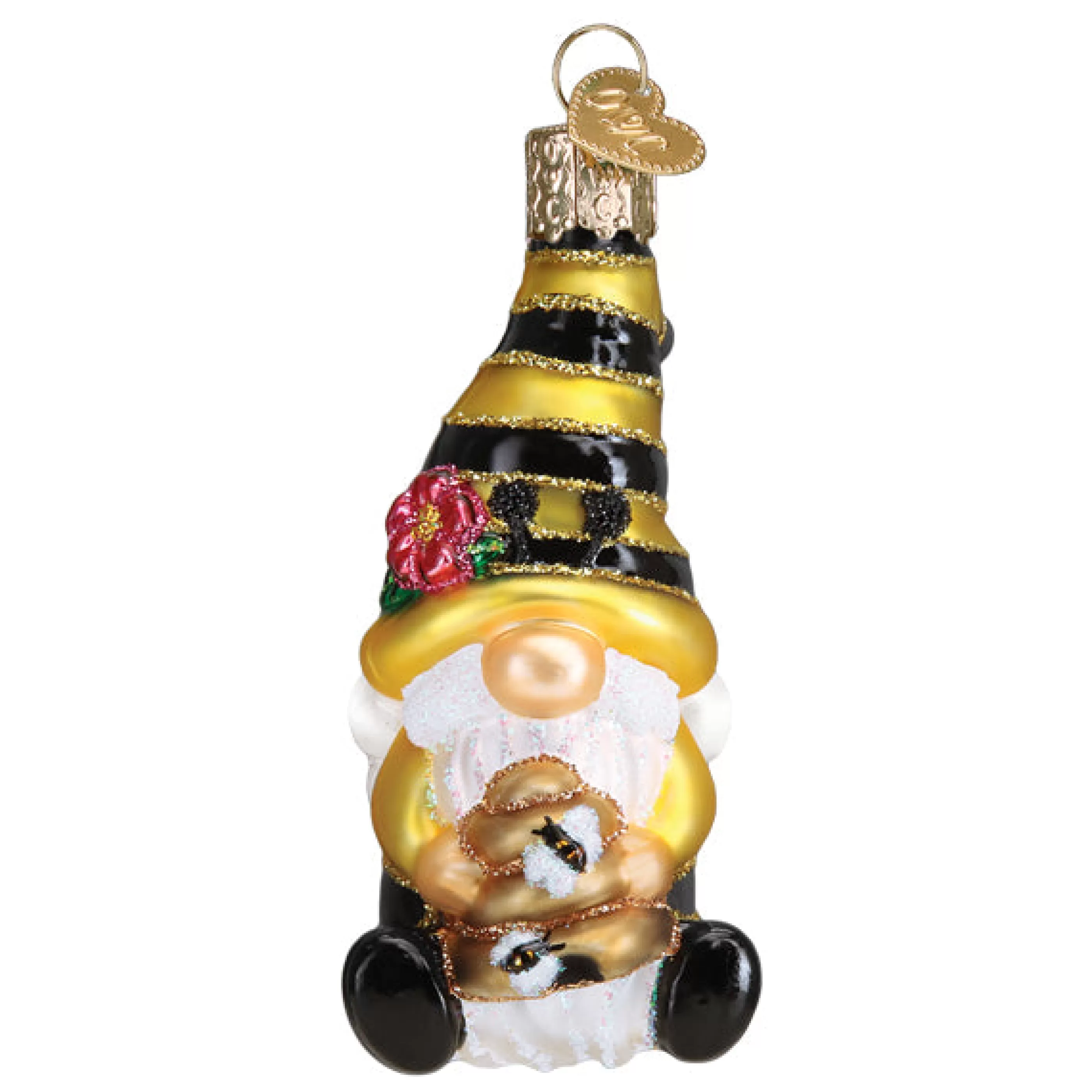 EAST WEST Bee Happy Gnome Ornament