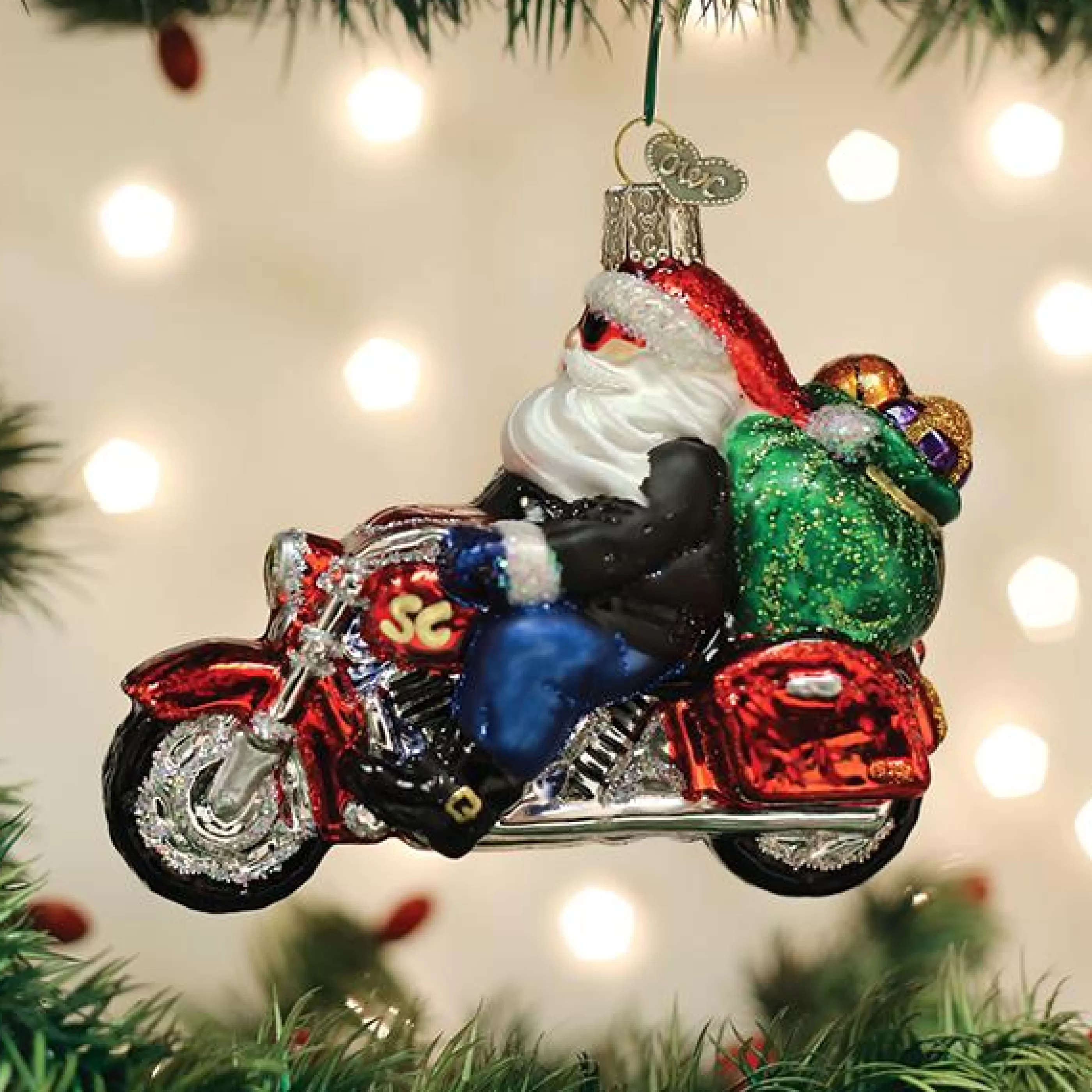 Kasa World Ltd Biker Santa Ornament