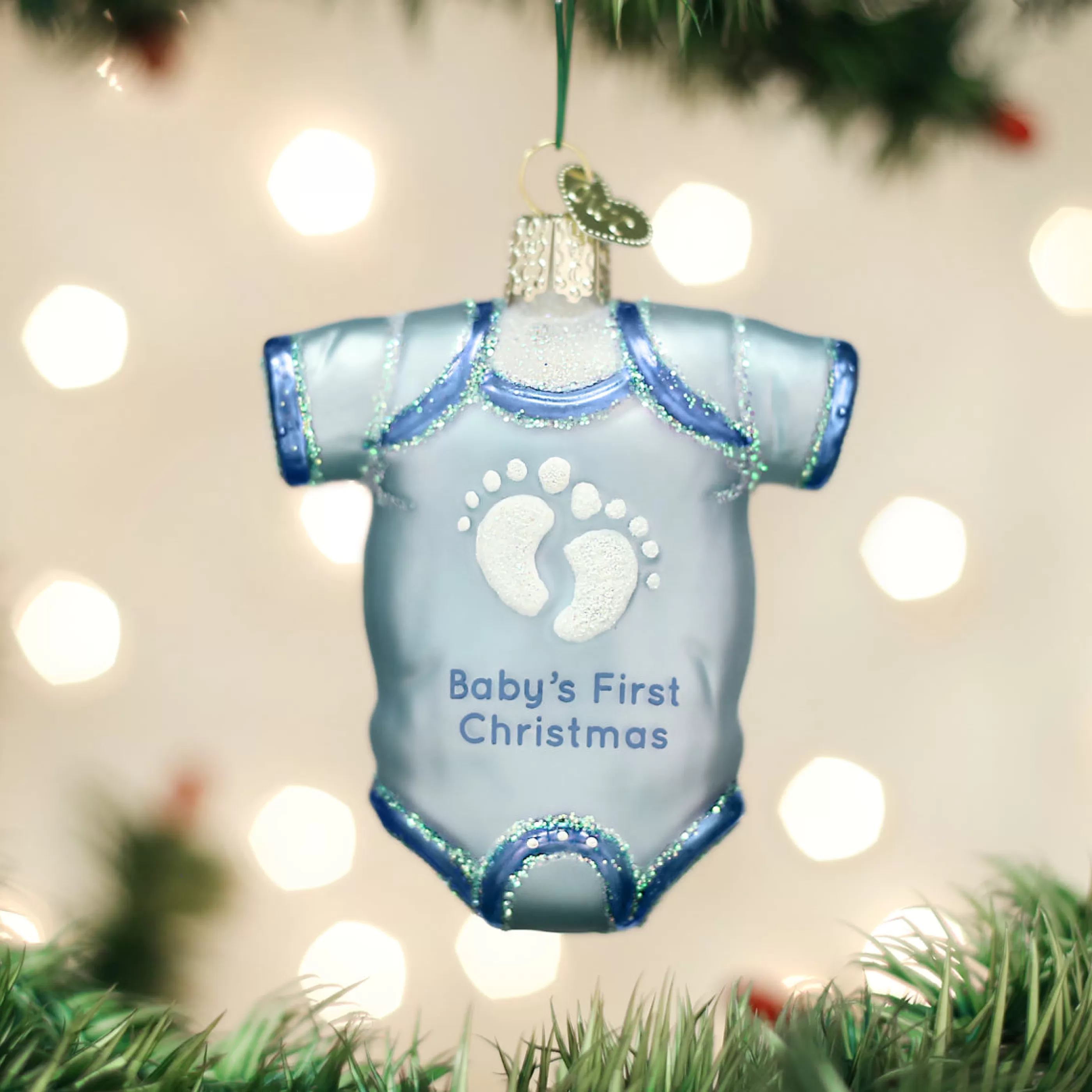 Kasa World Ltd Blue Baby Onesie Ornament