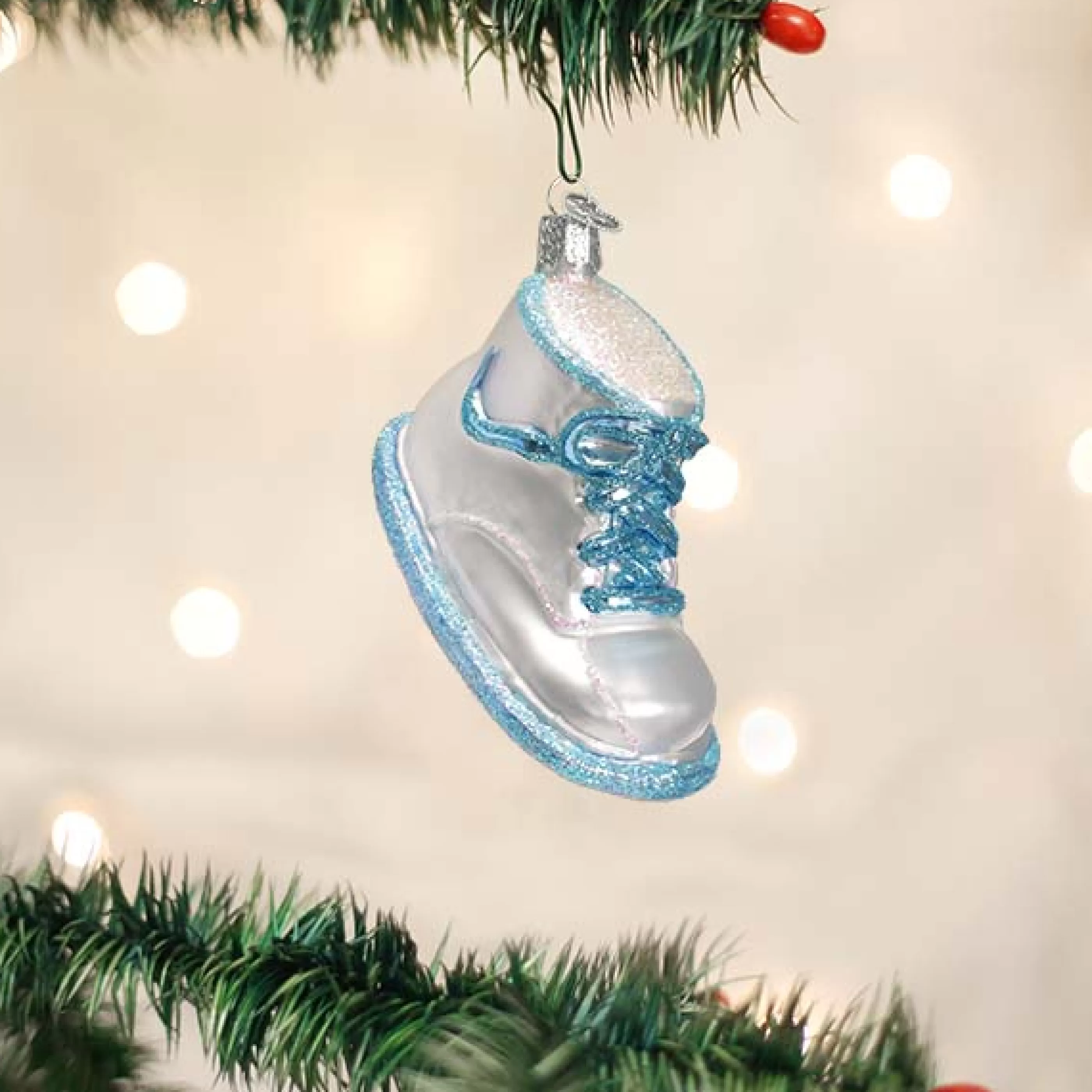 Kasa World Ltd Blue Baby Shoe Ornament