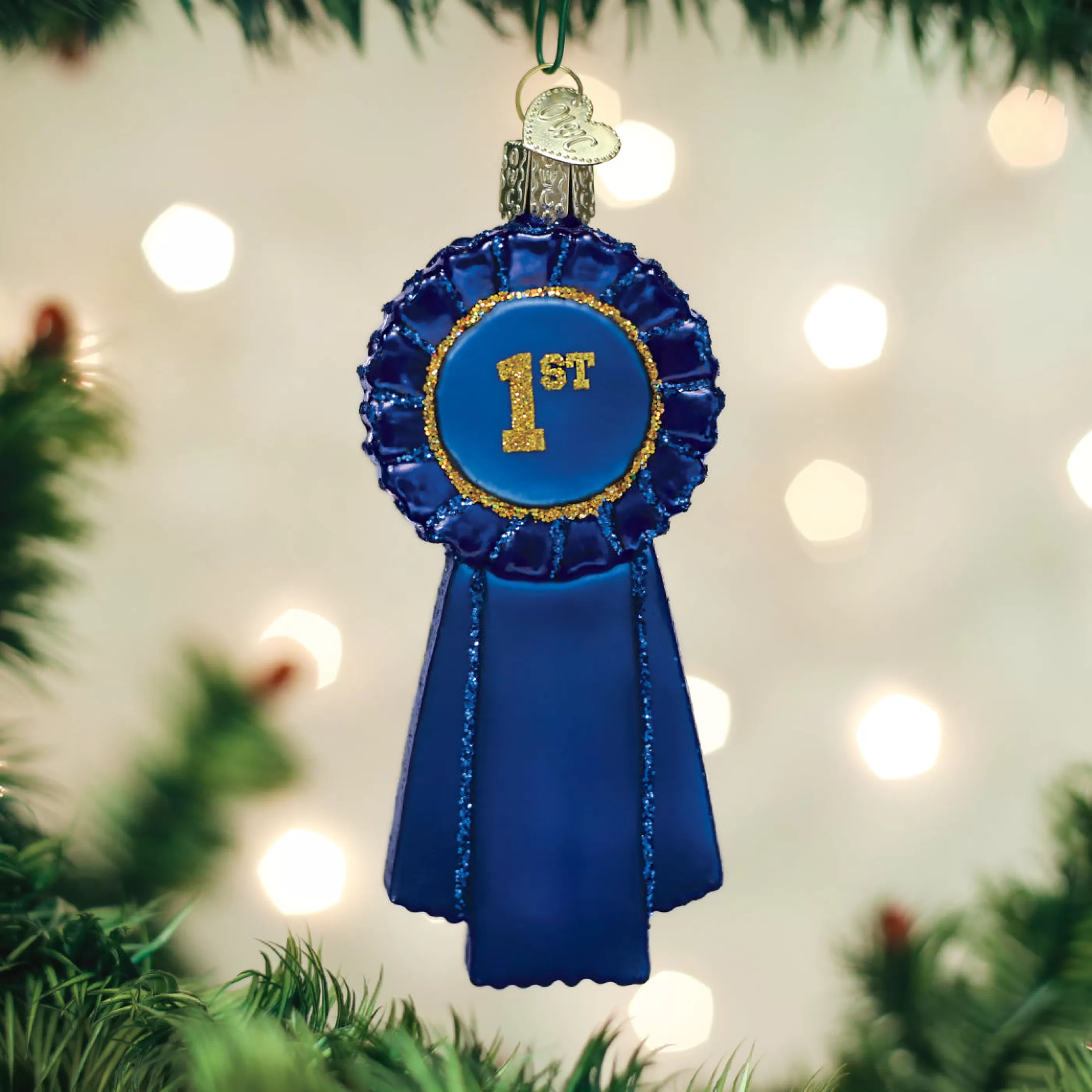 EAST WEST Blue Ribbon Ornament