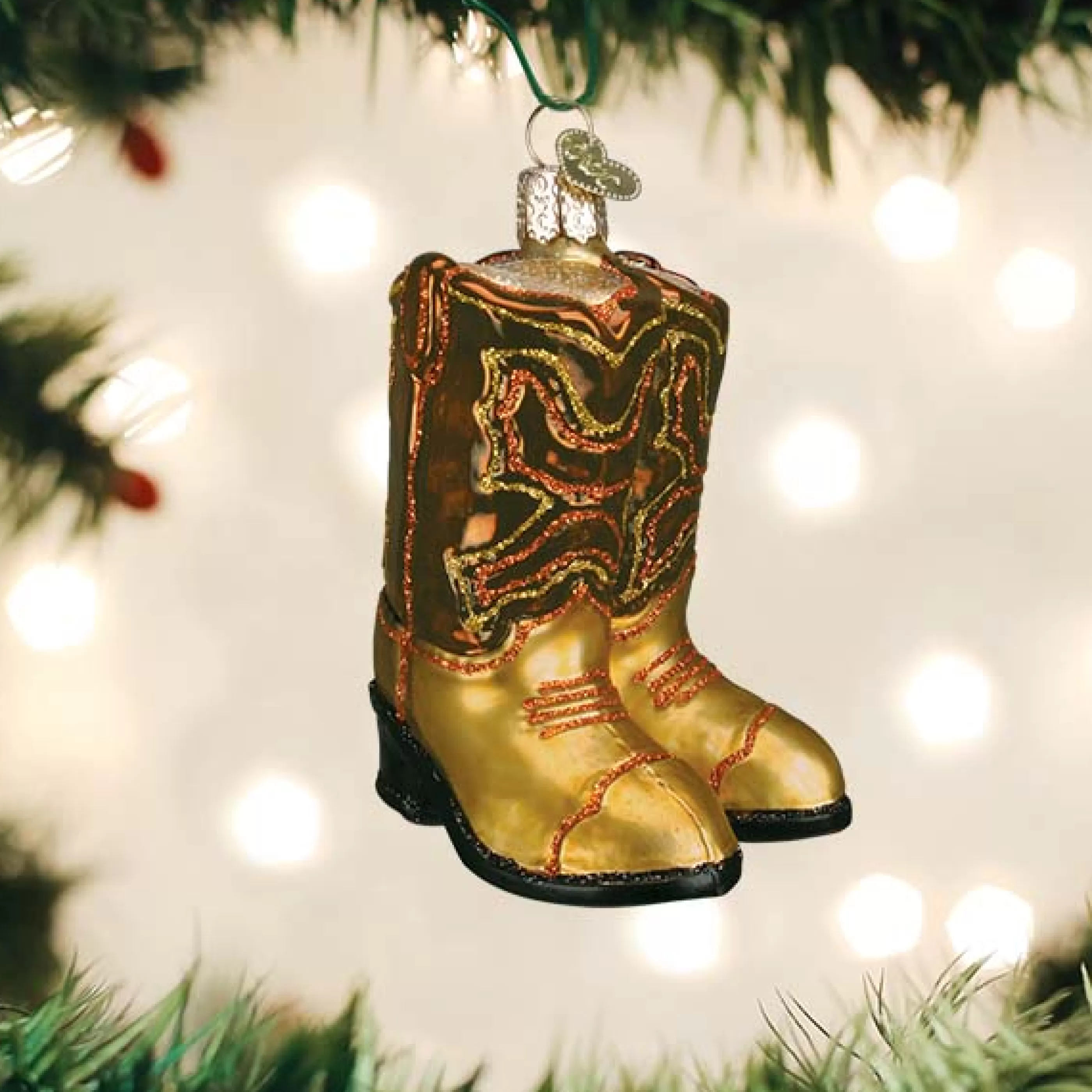 EAST WEST Brown Pair Of Cowboy Boots Ornament