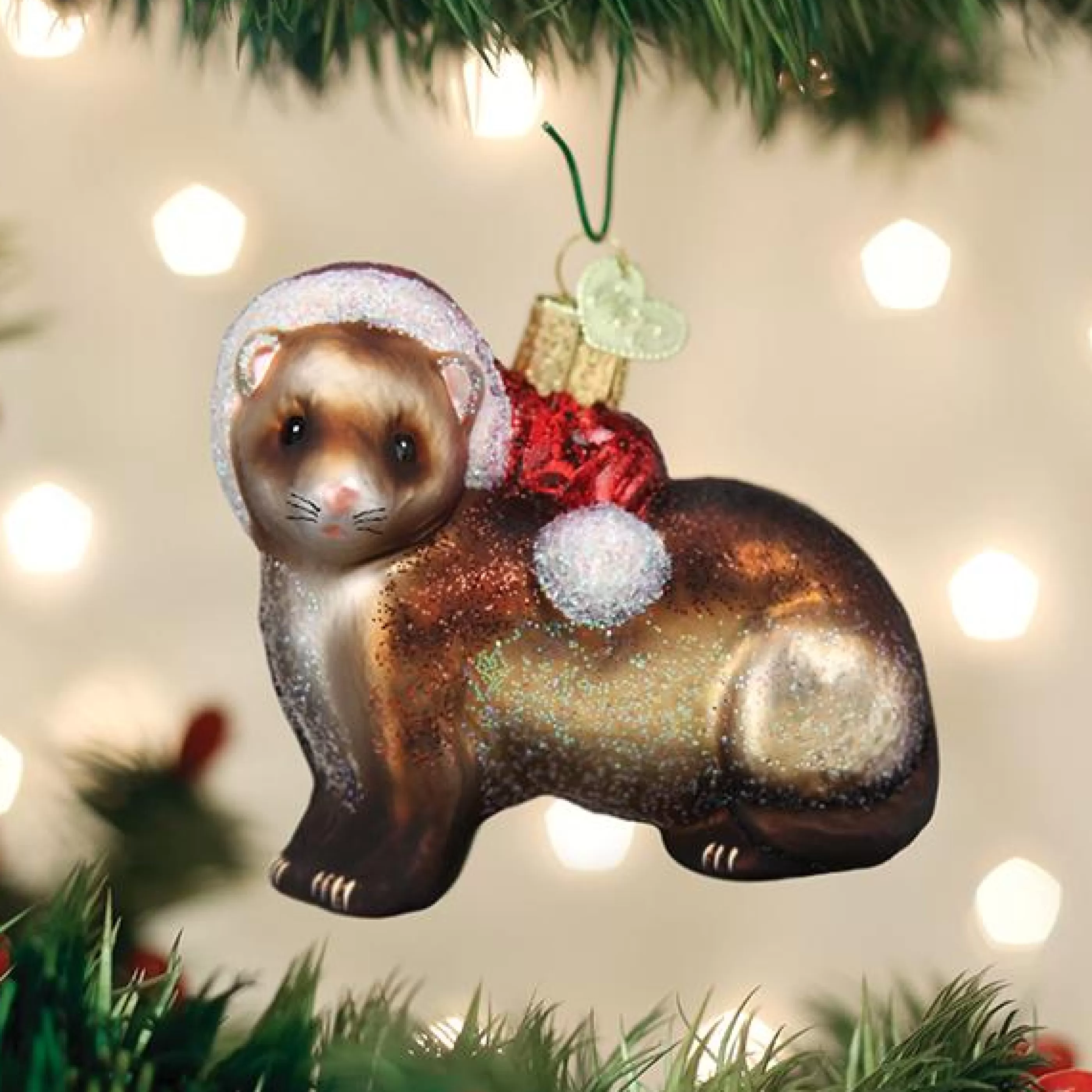 EAST WEST Christmas Ferret Ornament