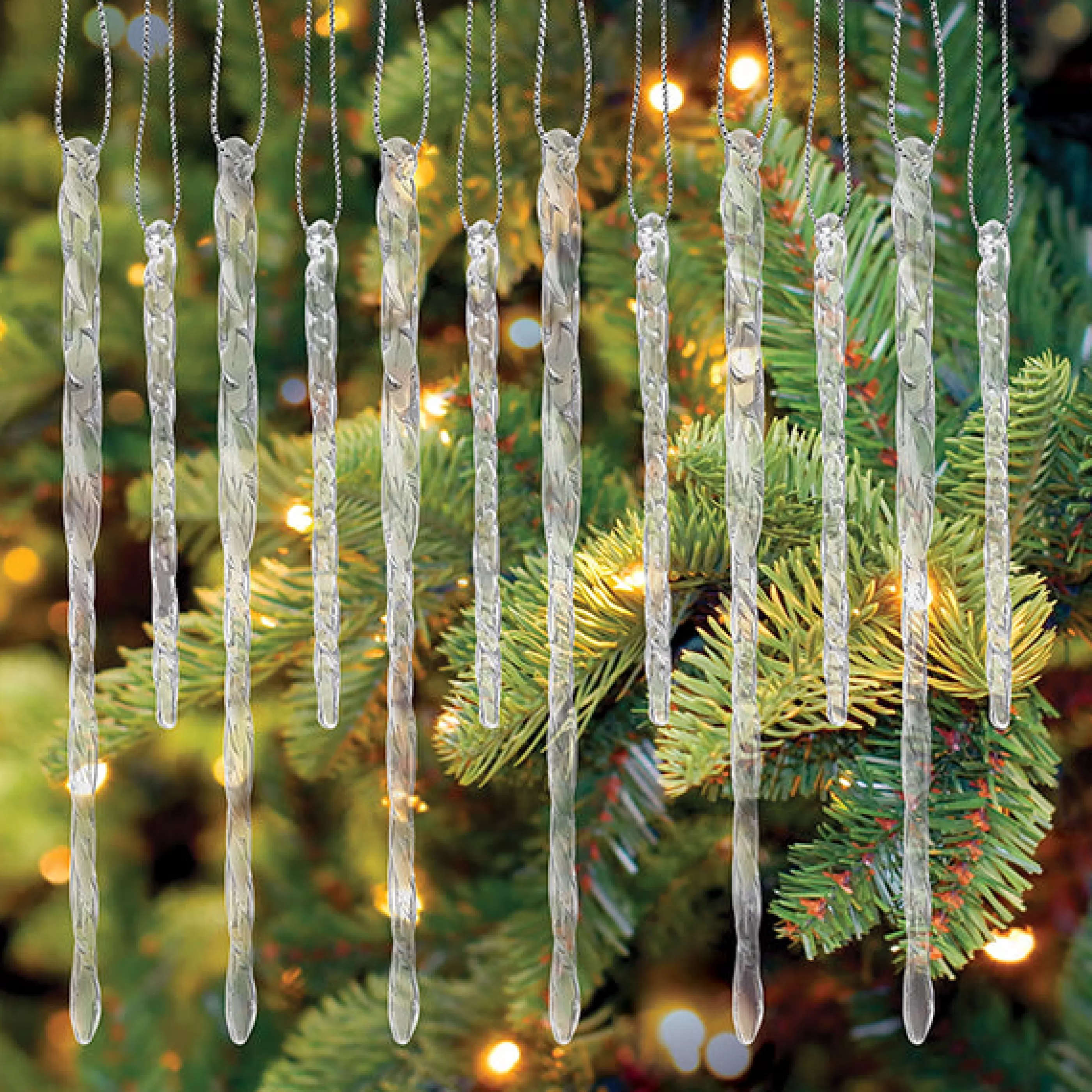 EAST WEST Clear Glass Icicles Set Of 24 Ornament