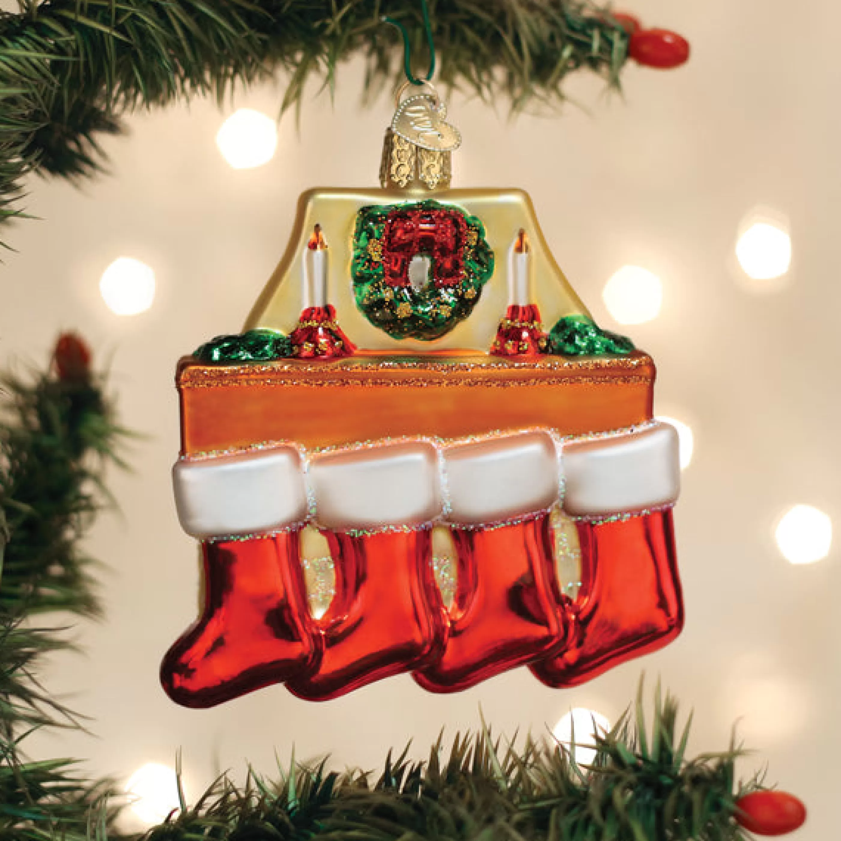 EAST WEST Family Of 4 Stockings Ornament