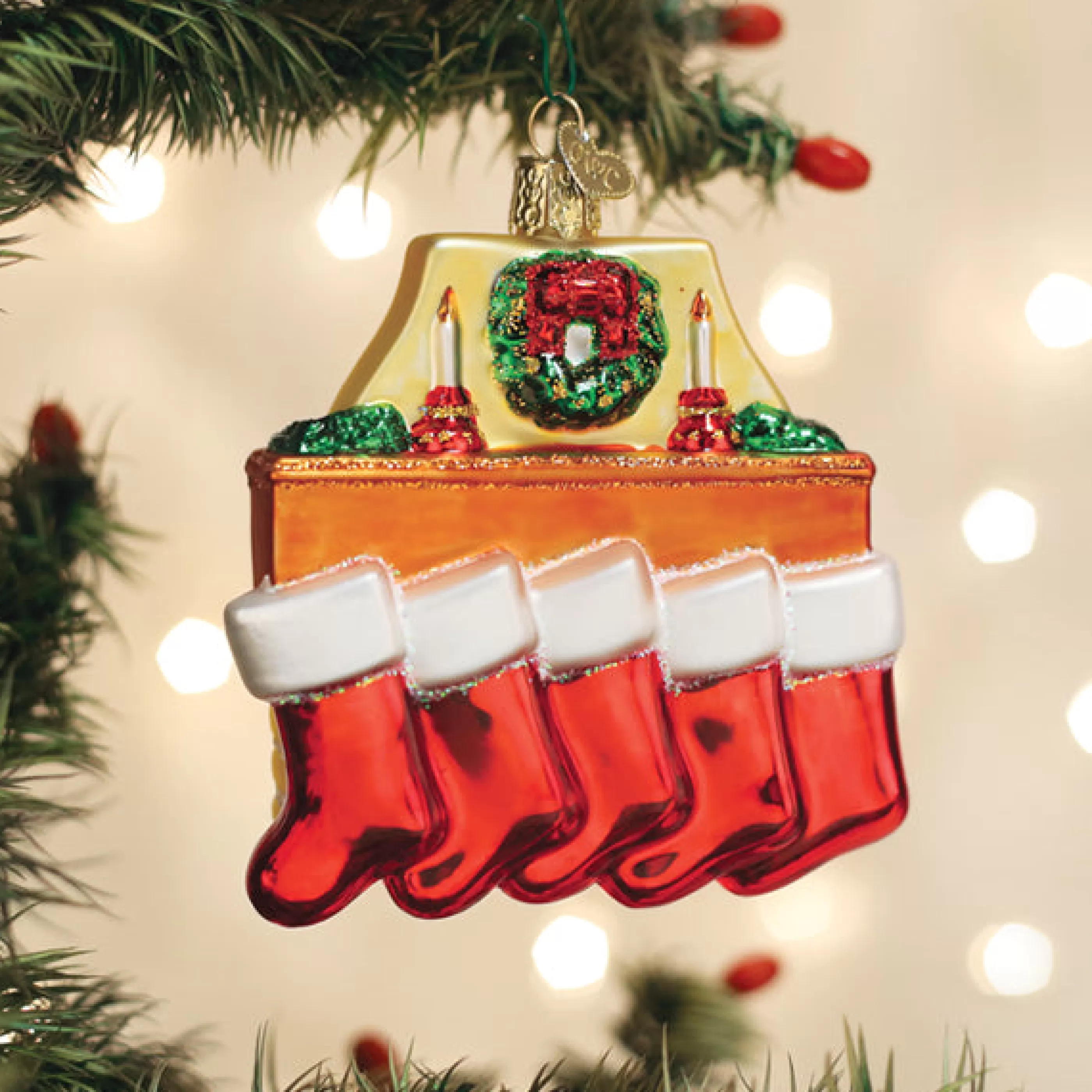 EAST WEST Family Of 5 Stockings Ornament