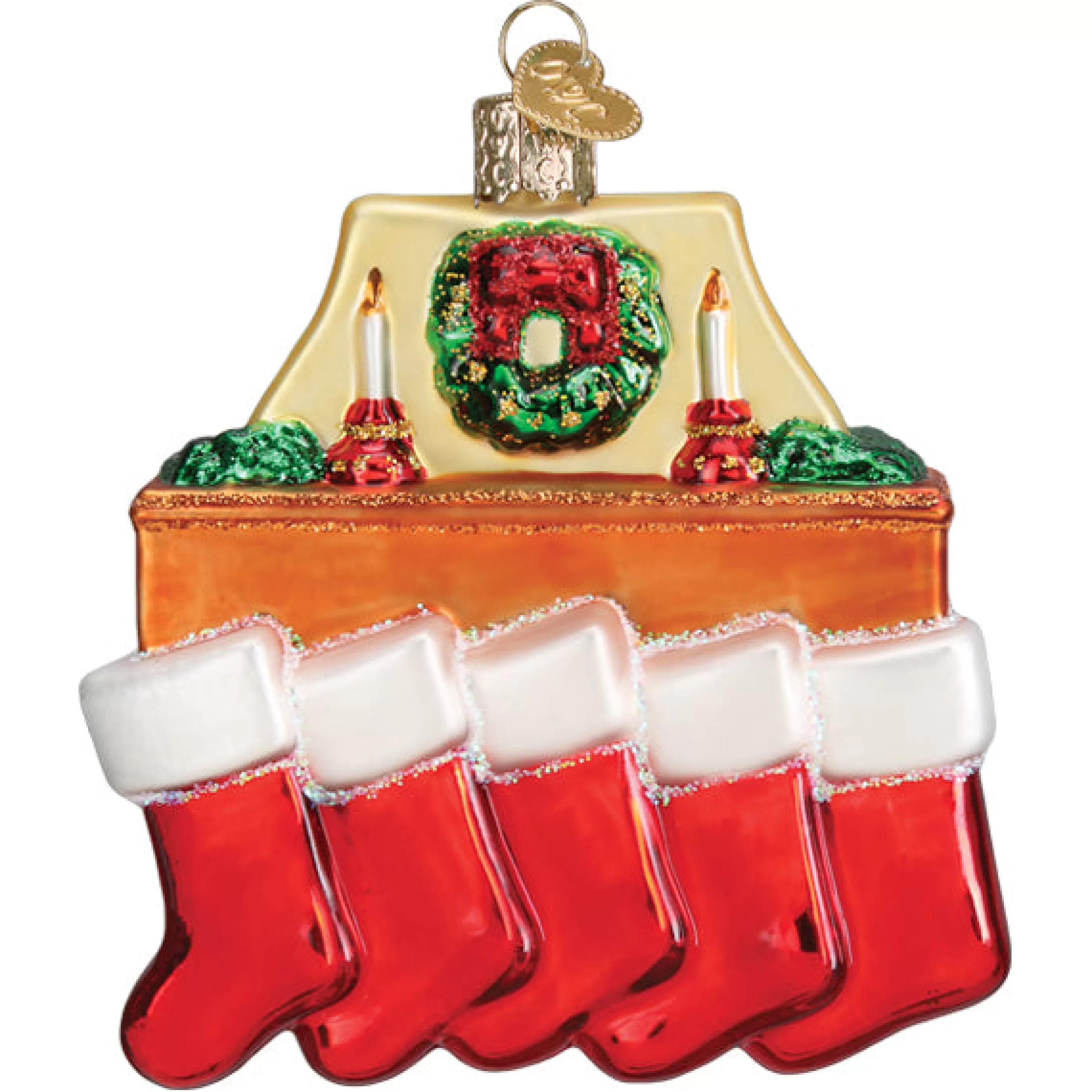 EAST WEST Family Of 5 Stockings Ornament