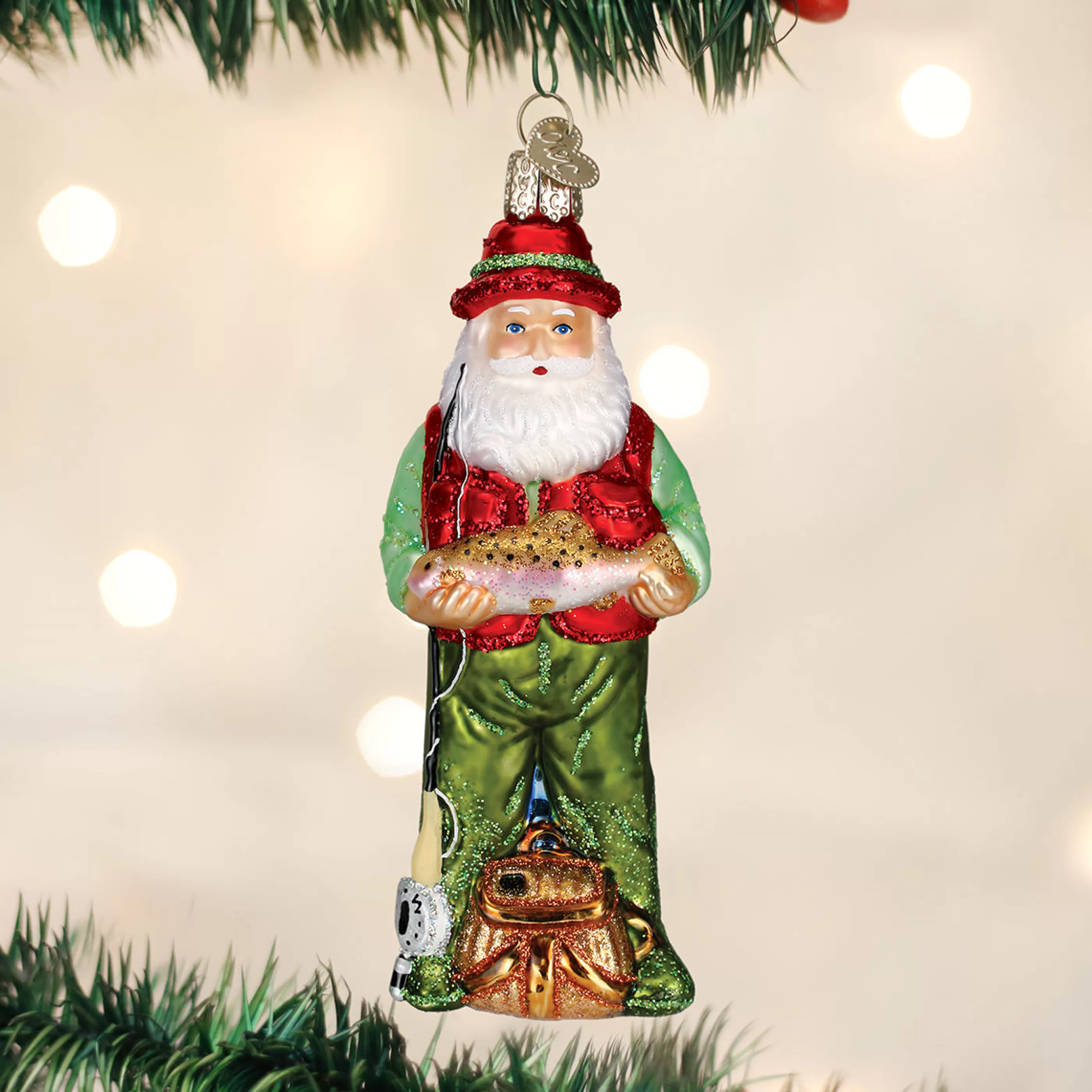 Kasa World Ltd Fly Fishing Santa Ornament