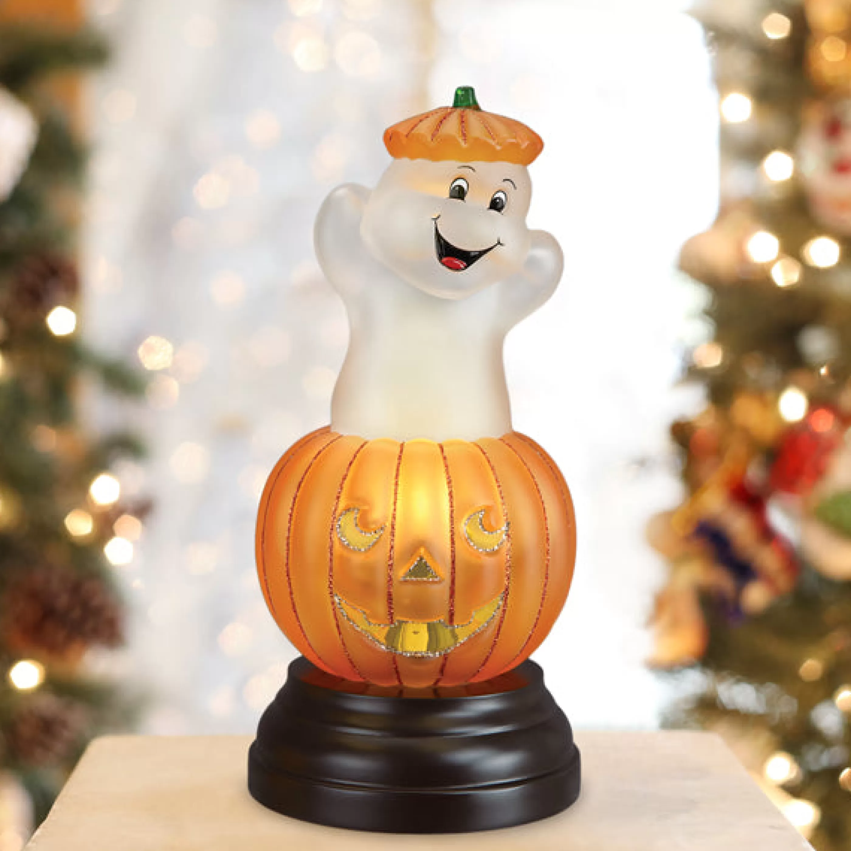 EAST WEST Ghost Pumpkin Light Ornament