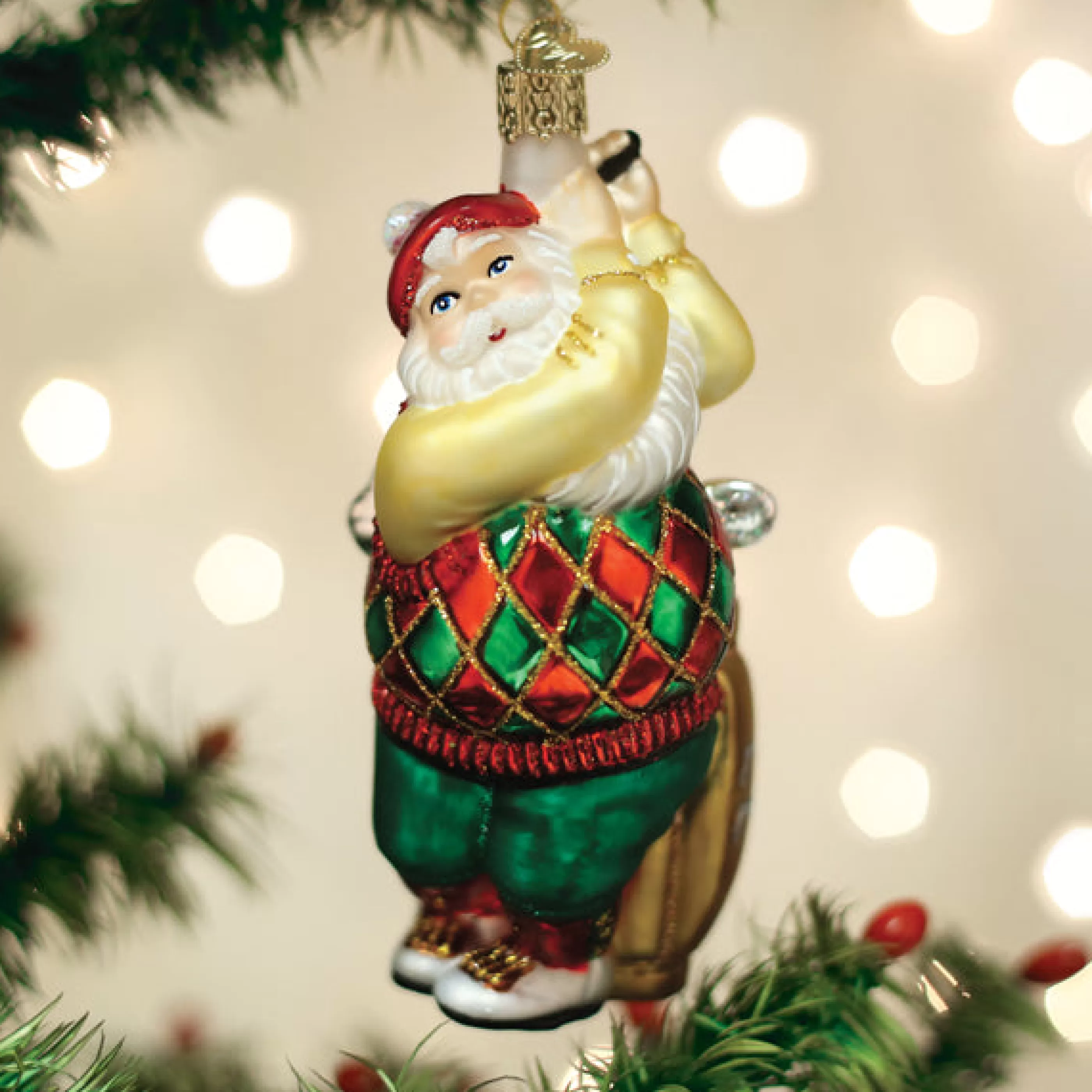 Kasa World Ltd Golfing Santa Ornament