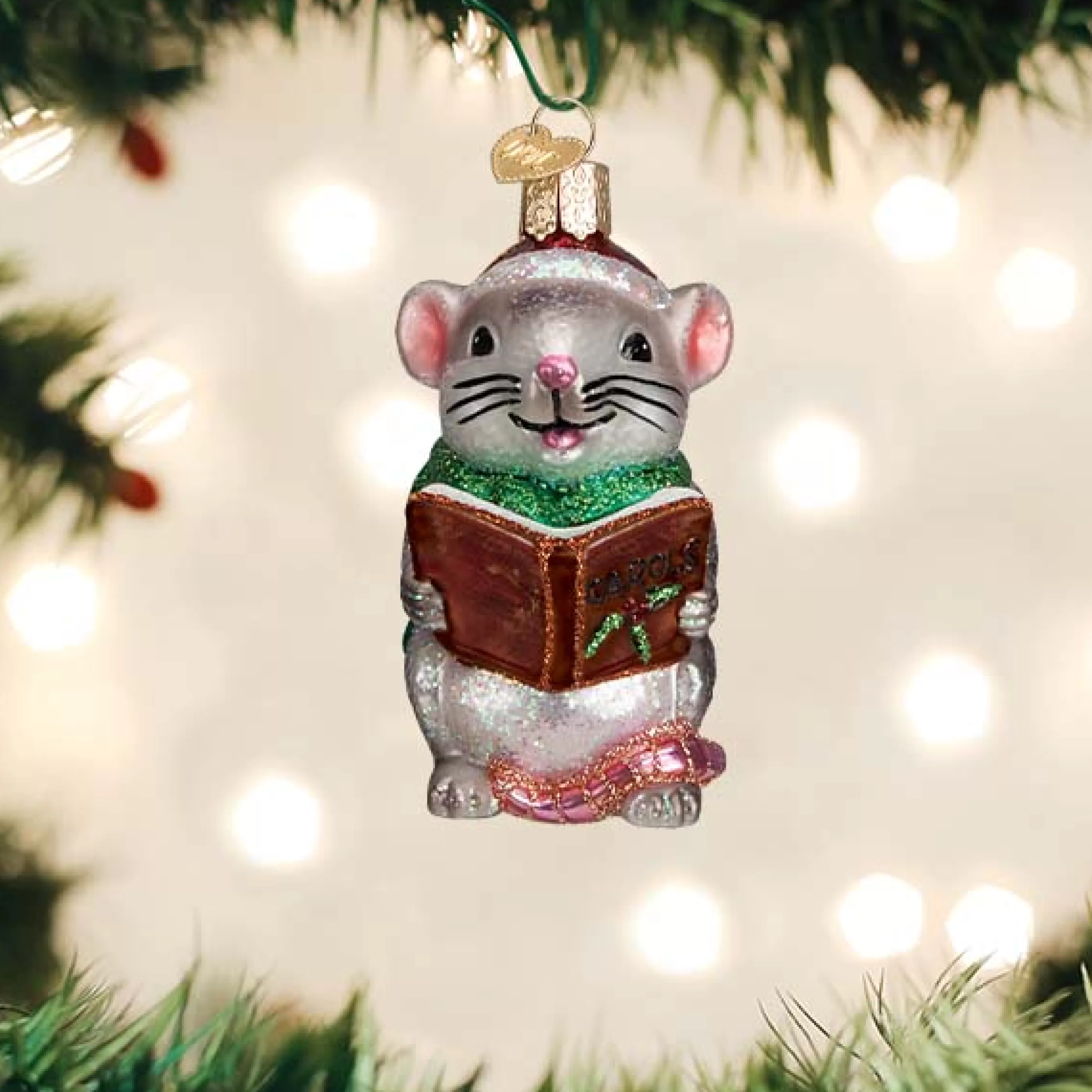 Kasa World Ltd Grey Caroling Mouse Ornament