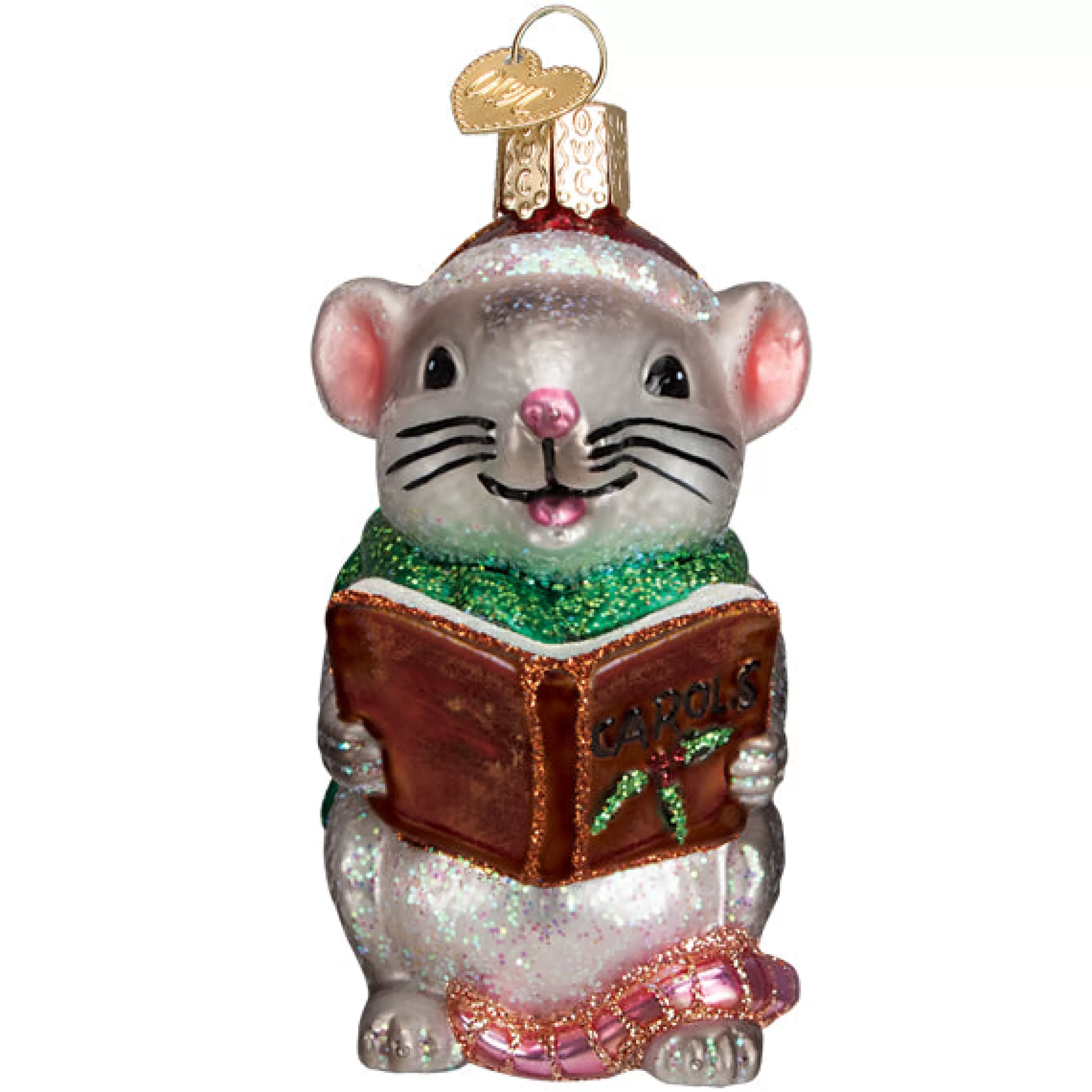 Kasa World Ltd Grey Caroling Mouse Ornament