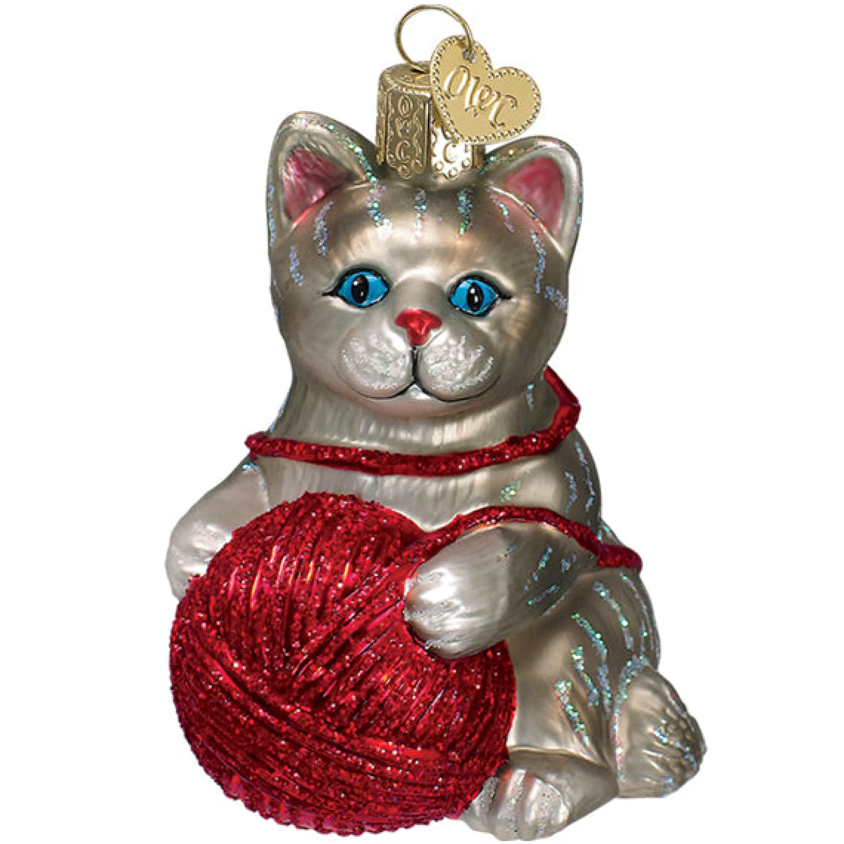 EAST WEST Grey Playful Kitten Ornament