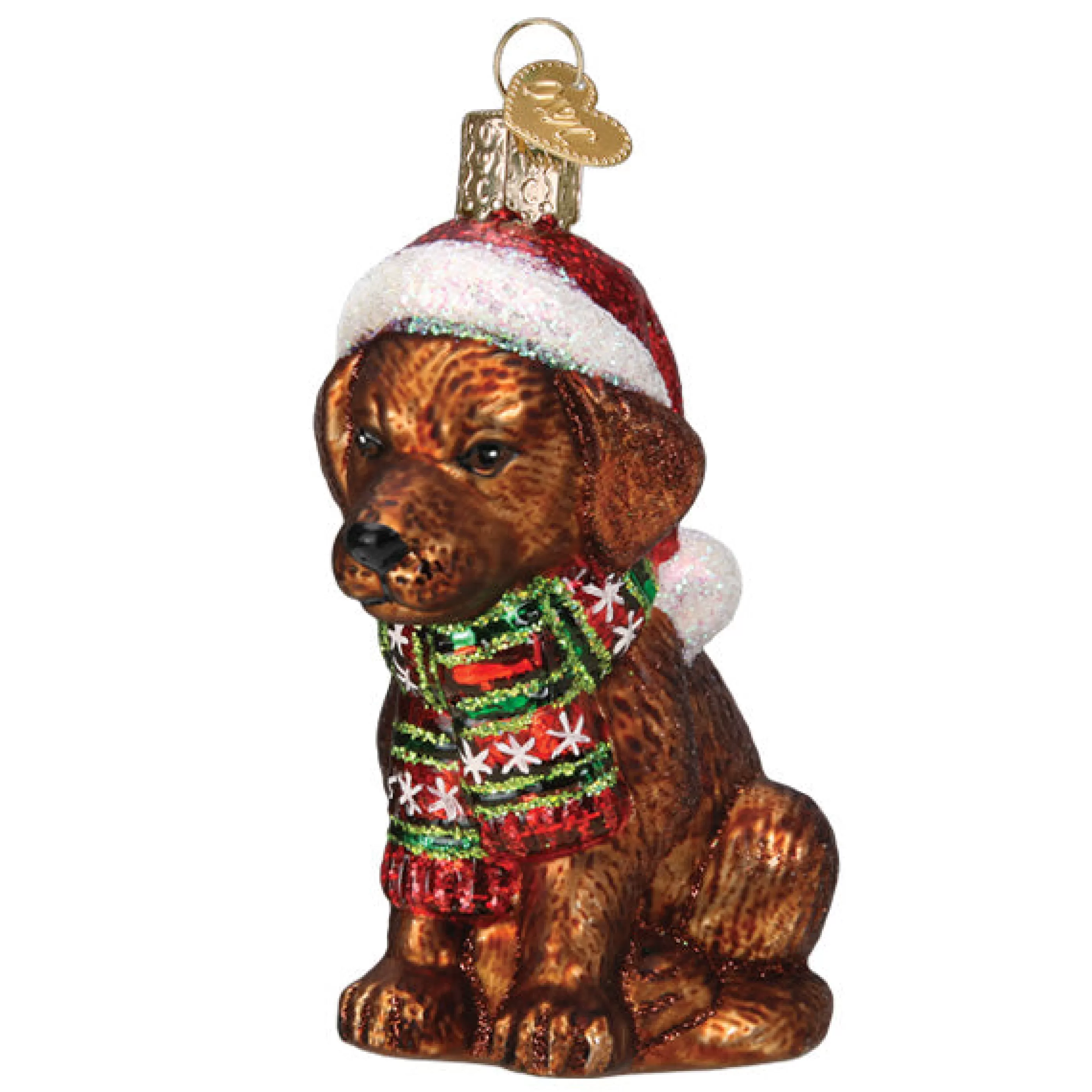 EAST WEST Holiday Chocolate Labrador Pup Ornament