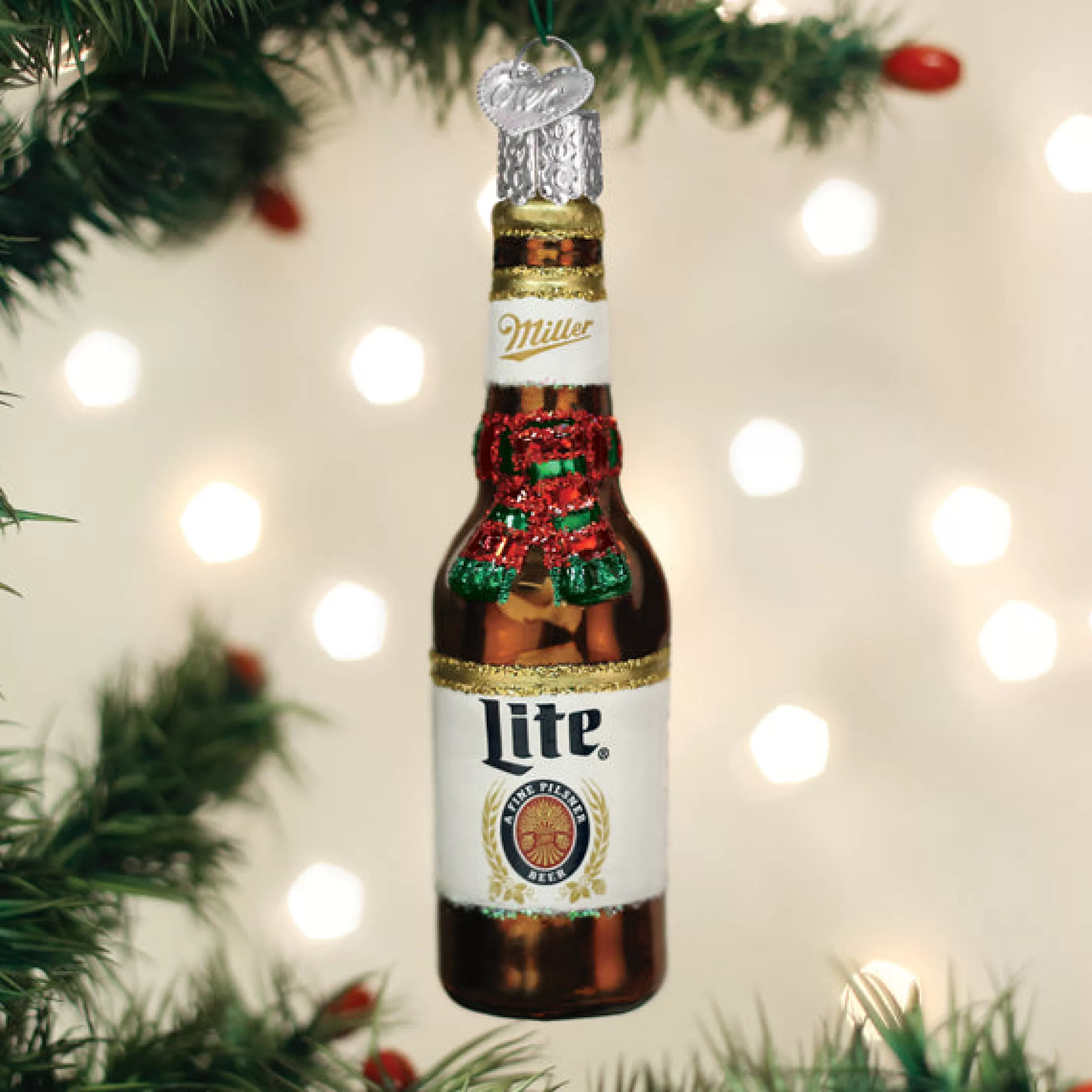 EAST WEST Holiday Miller Lite Bottle Ornament