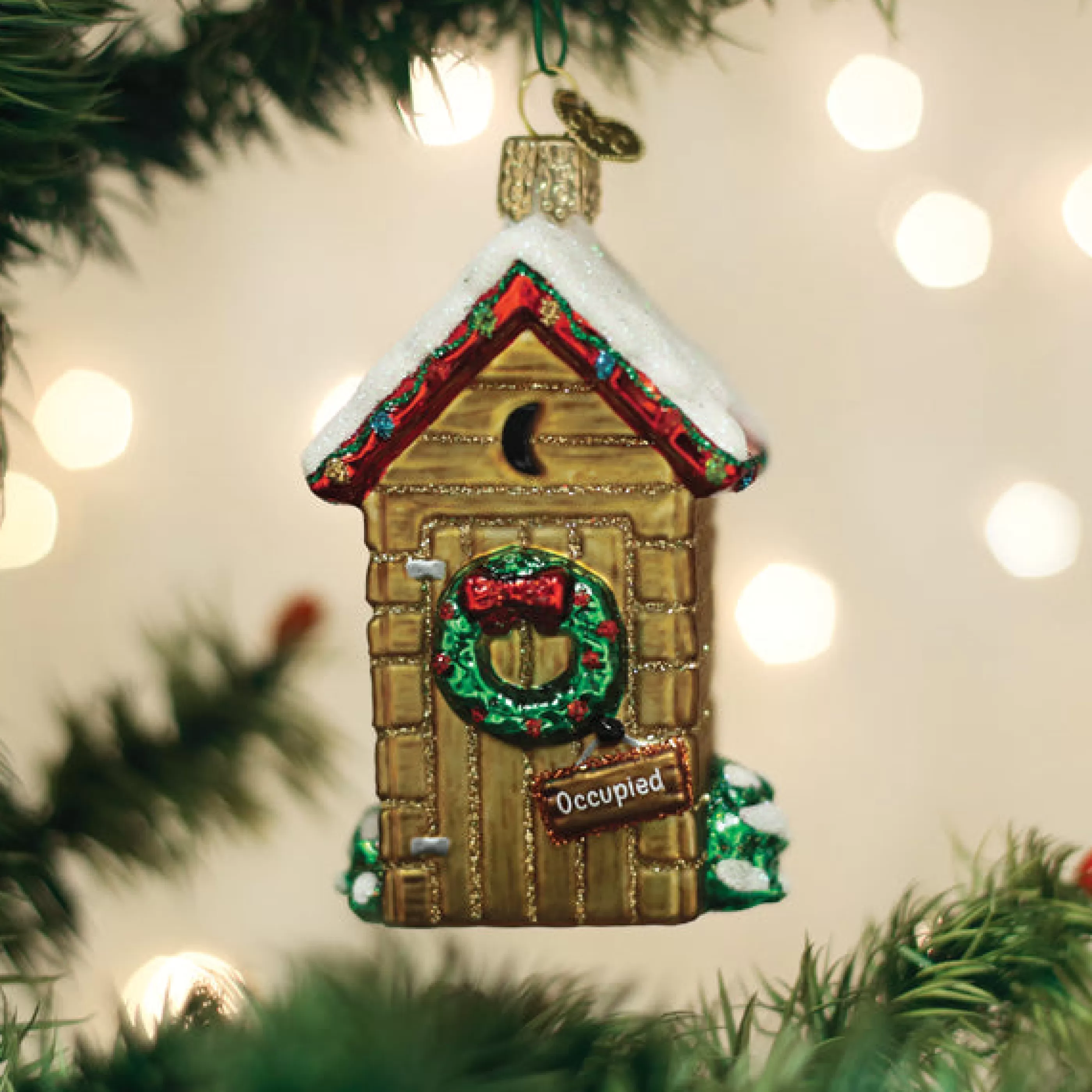 EAST WEST Holiday Outhouse Ornament