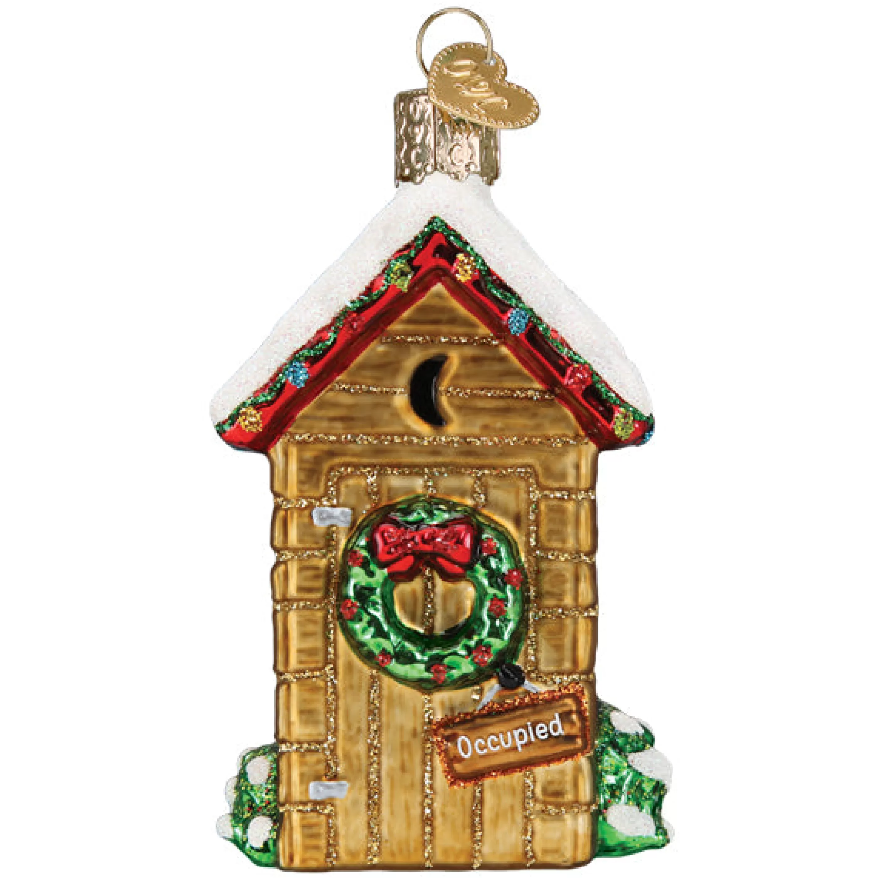 EAST WEST Holiday Outhouse Ornament