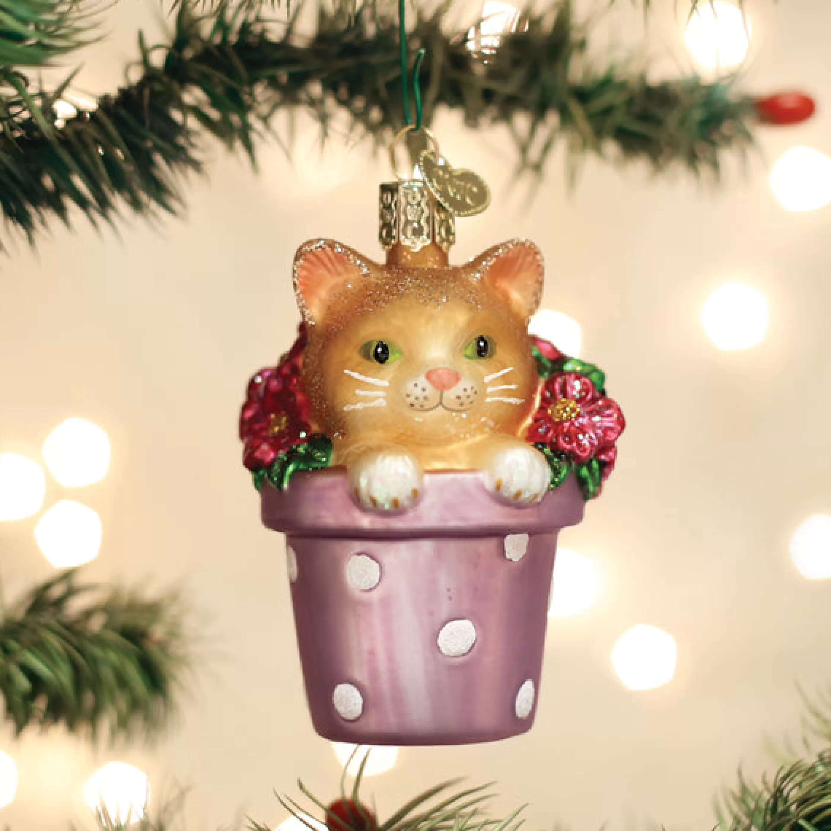 Kasa World Ltd Kitten In Flower Pot Ornament