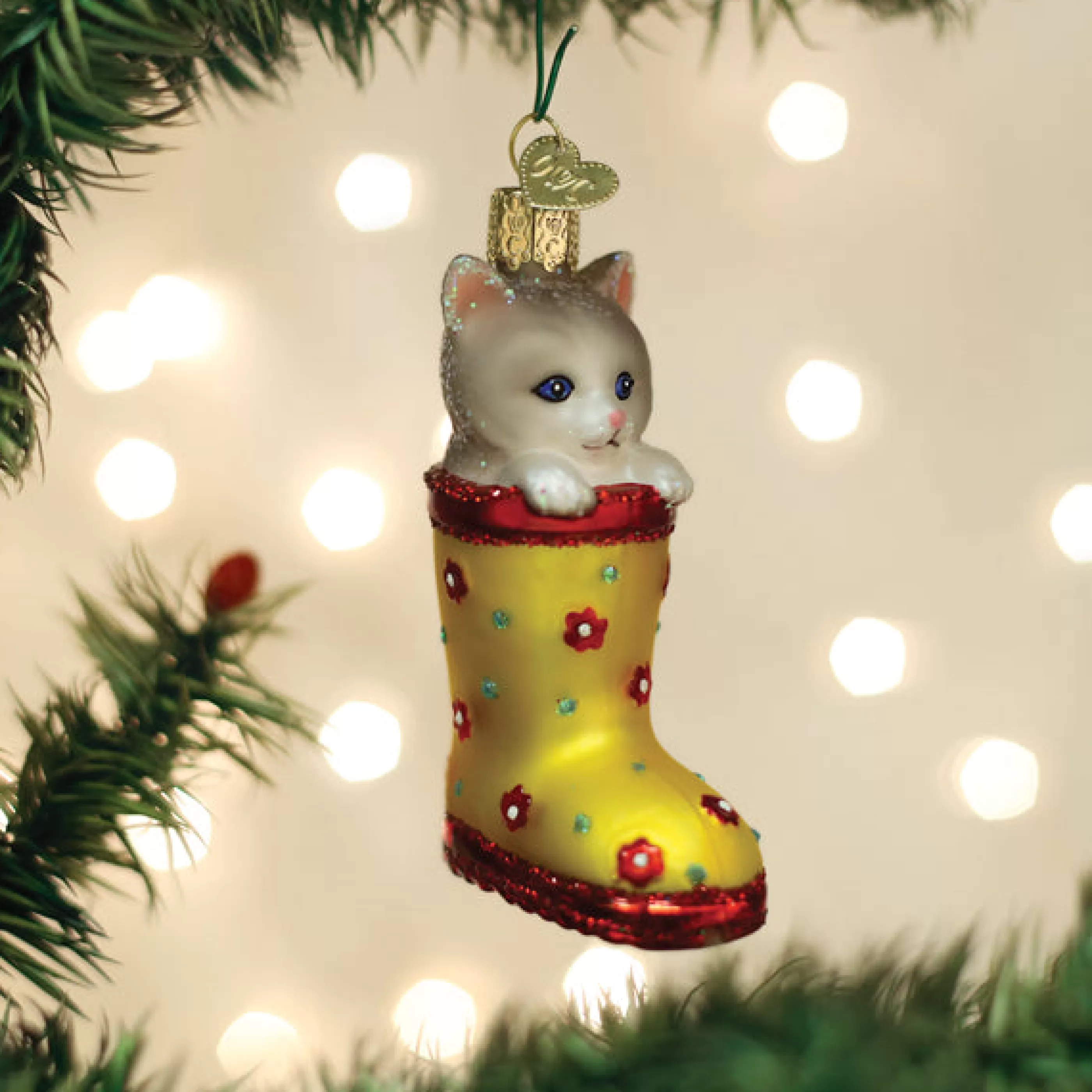 Kasa World Ltd Kitten In Rain Boot Ornament