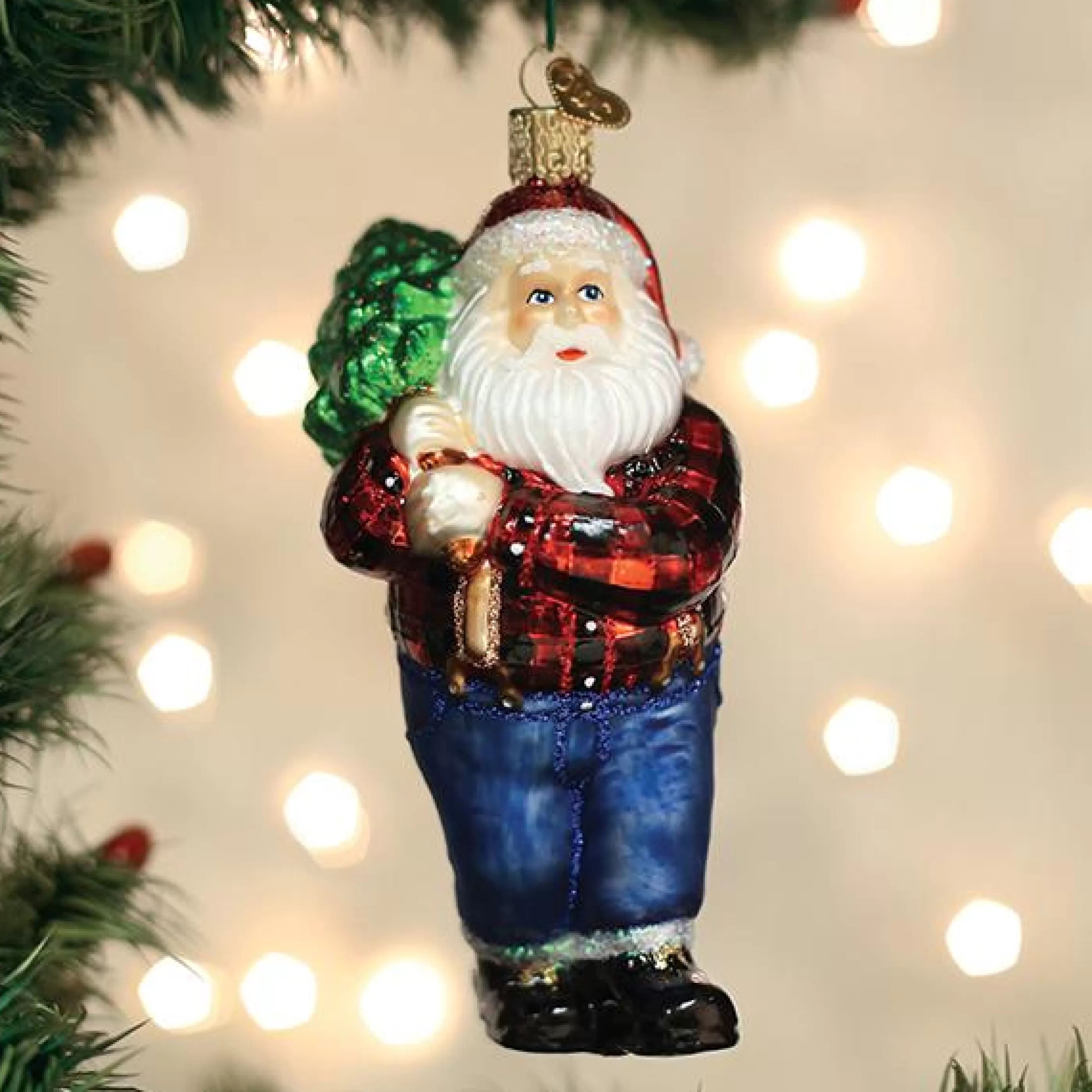 Kasa World Ltd Lumberjack Santa Ornament