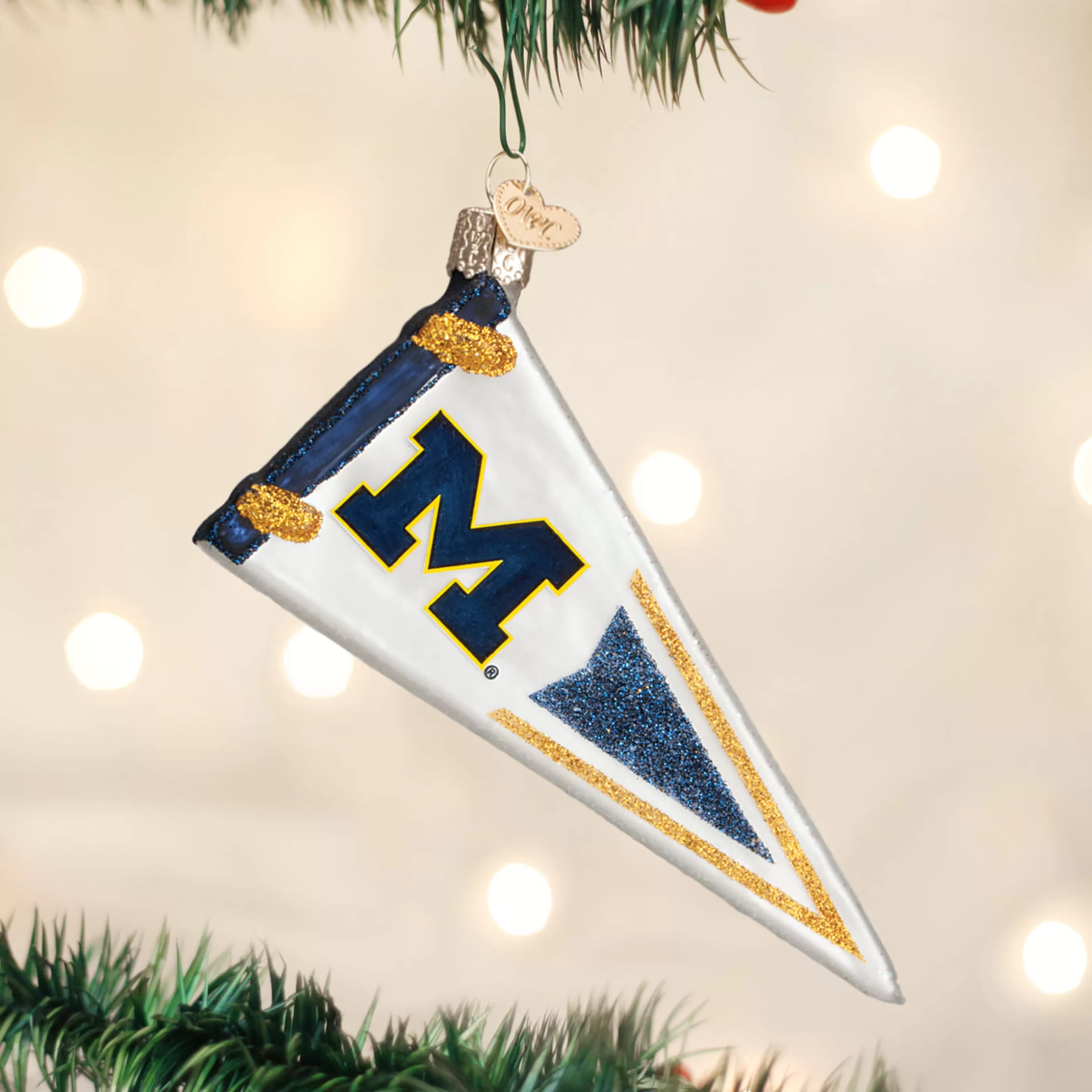 EAST WEST Michigan Pennant Ornament