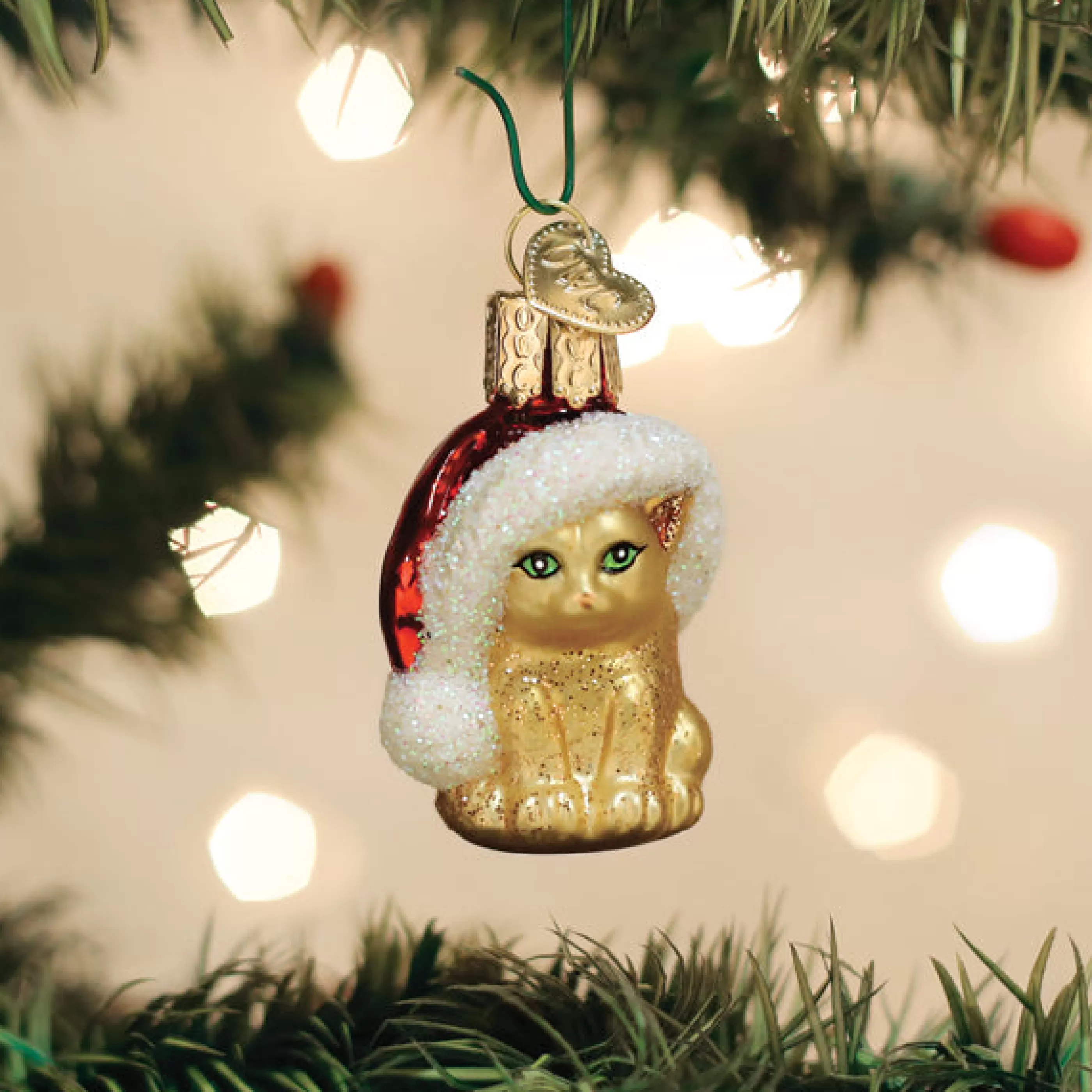 EAST WEST Mini Santa's Kitten Ornament