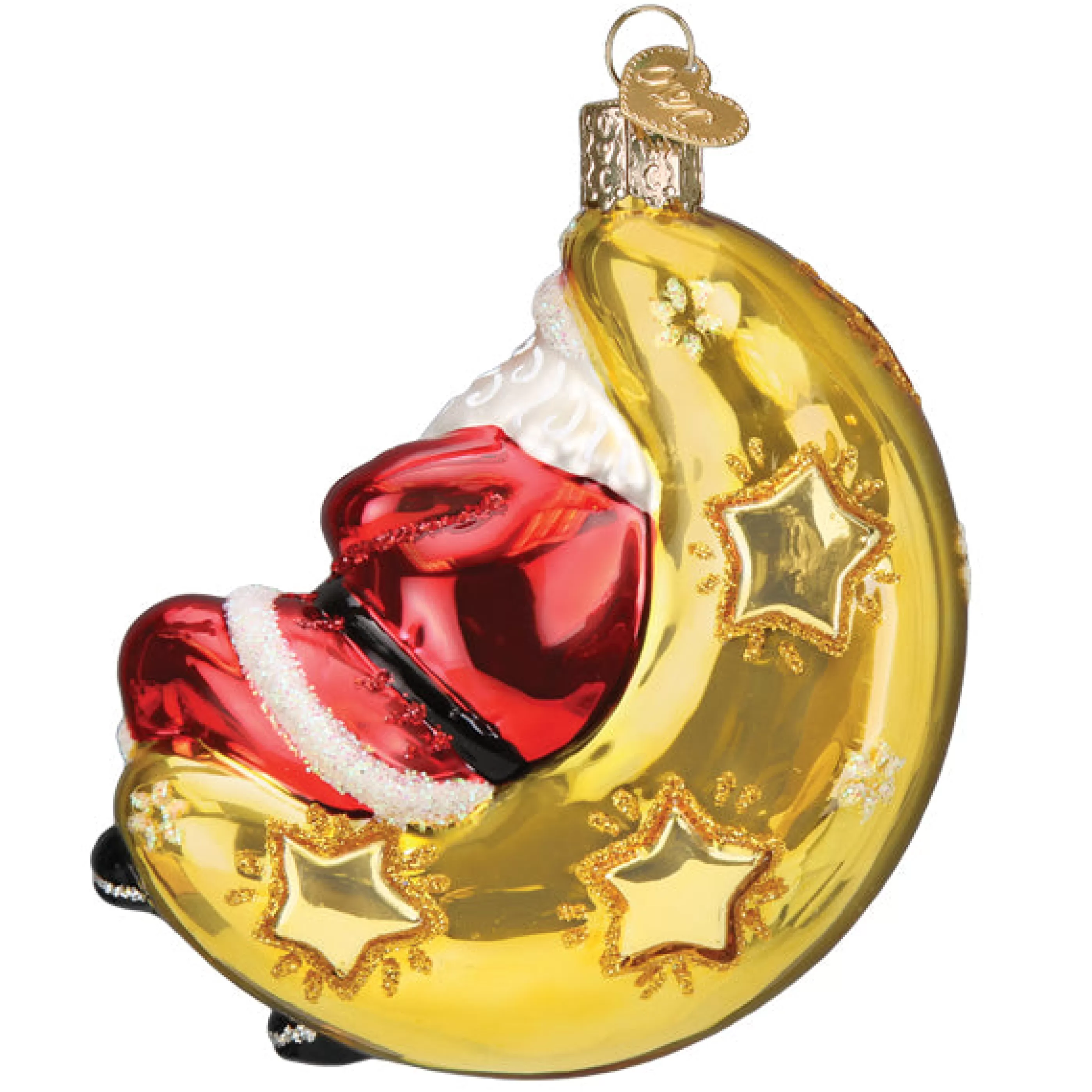 EAST WEST Moonlight Santa Ornament