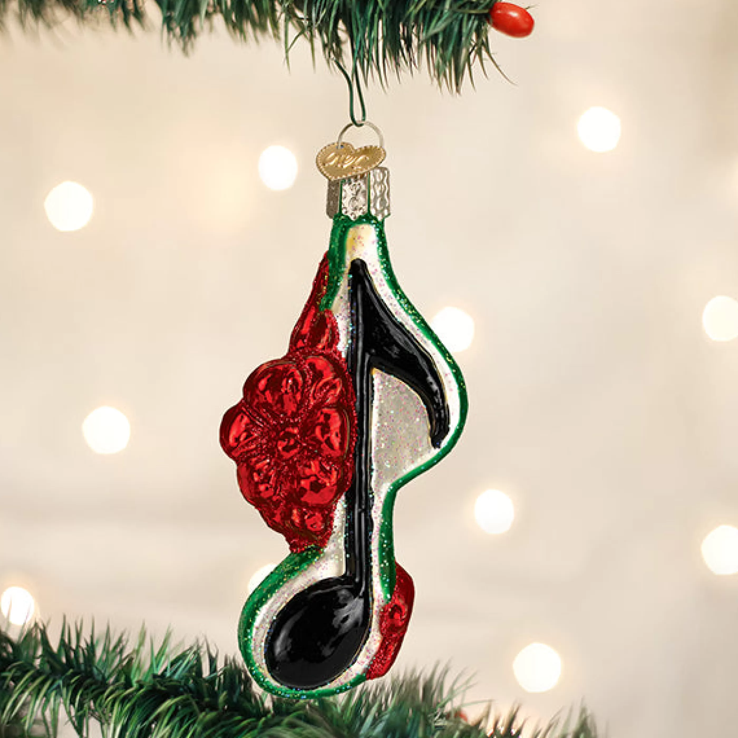 Kasa World Ltd Musical Note With Bow-Green Ornament