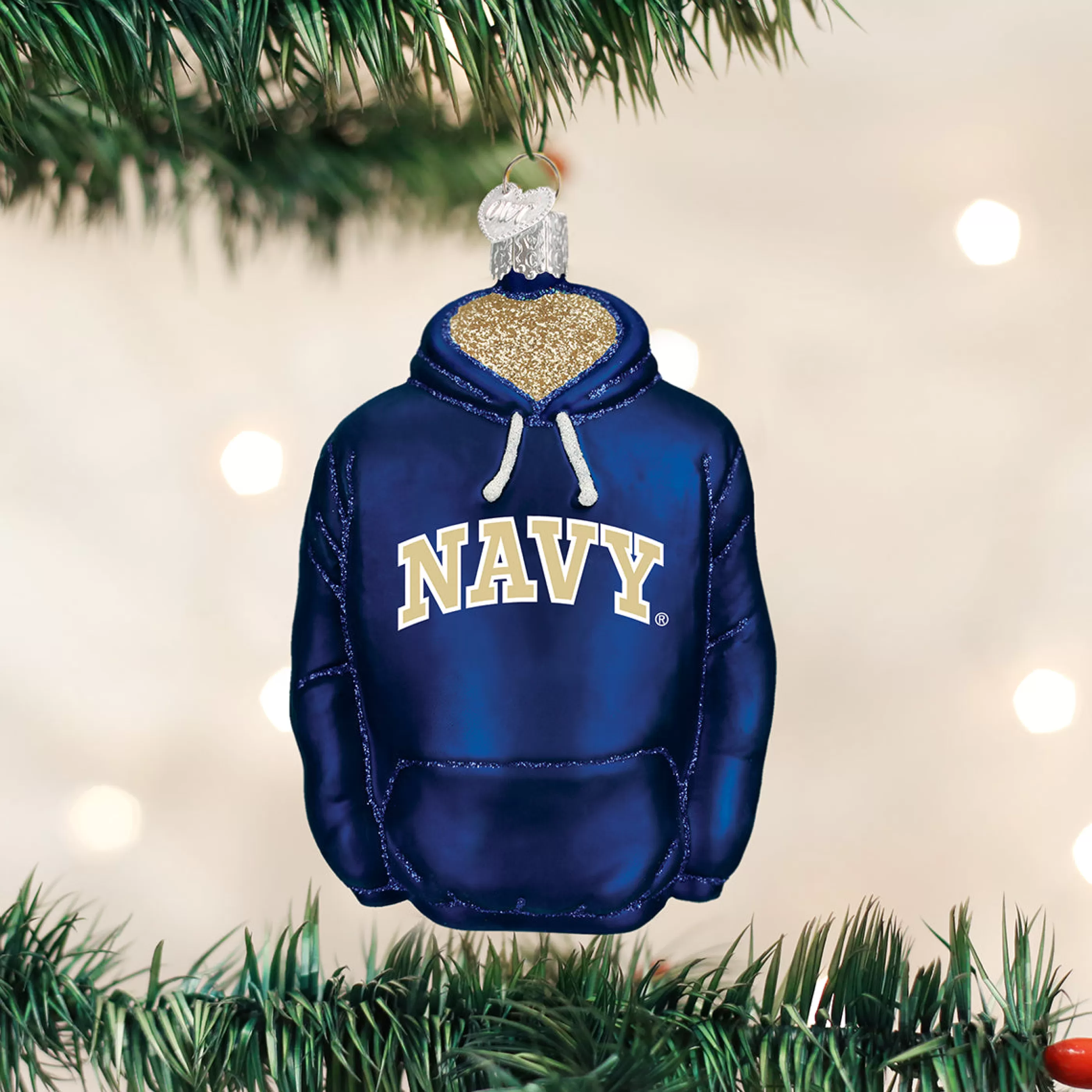 EAST WEST Navy Hoodie Ornament