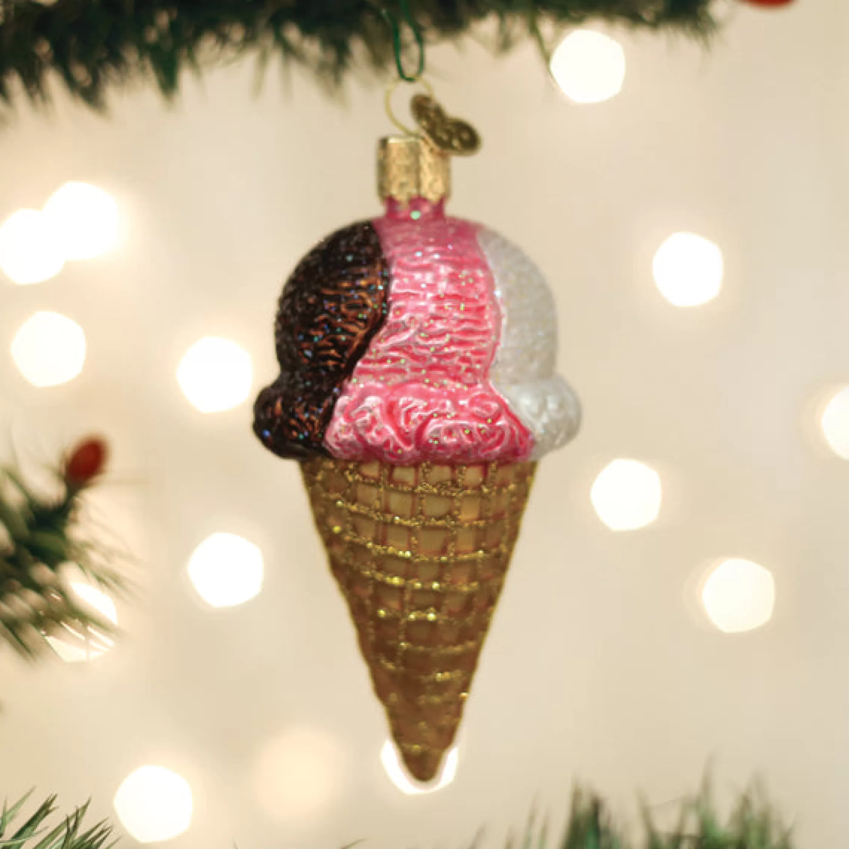 Kasa World Ltd Neapolitan Ice Cream Cone Ornament