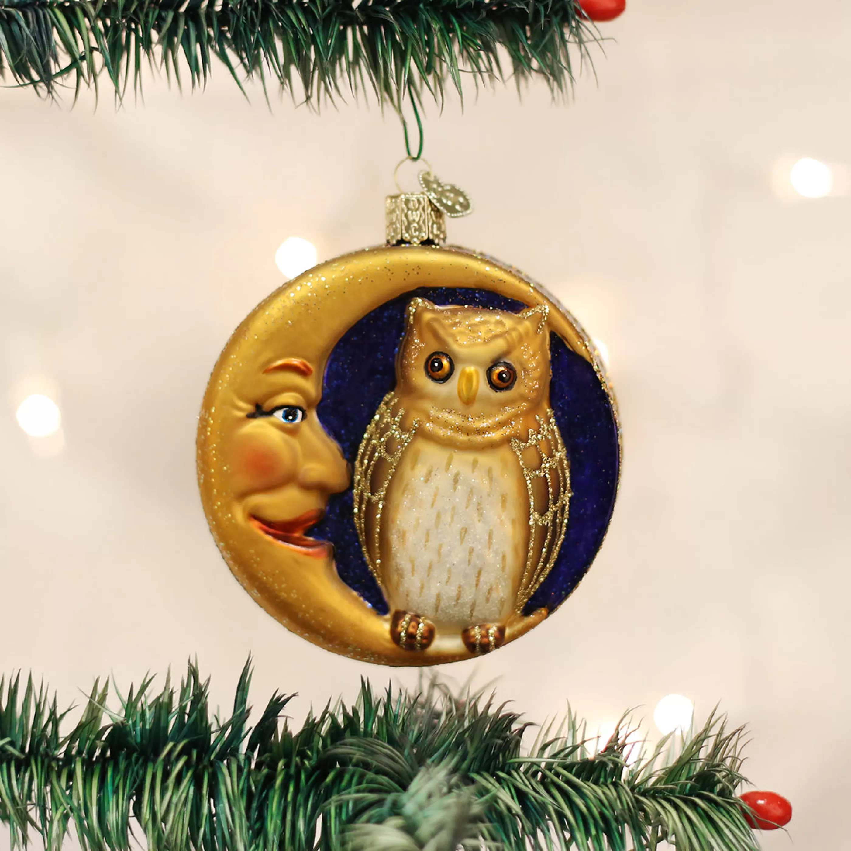 Kasa World Ltd Owl In Moon Ornament