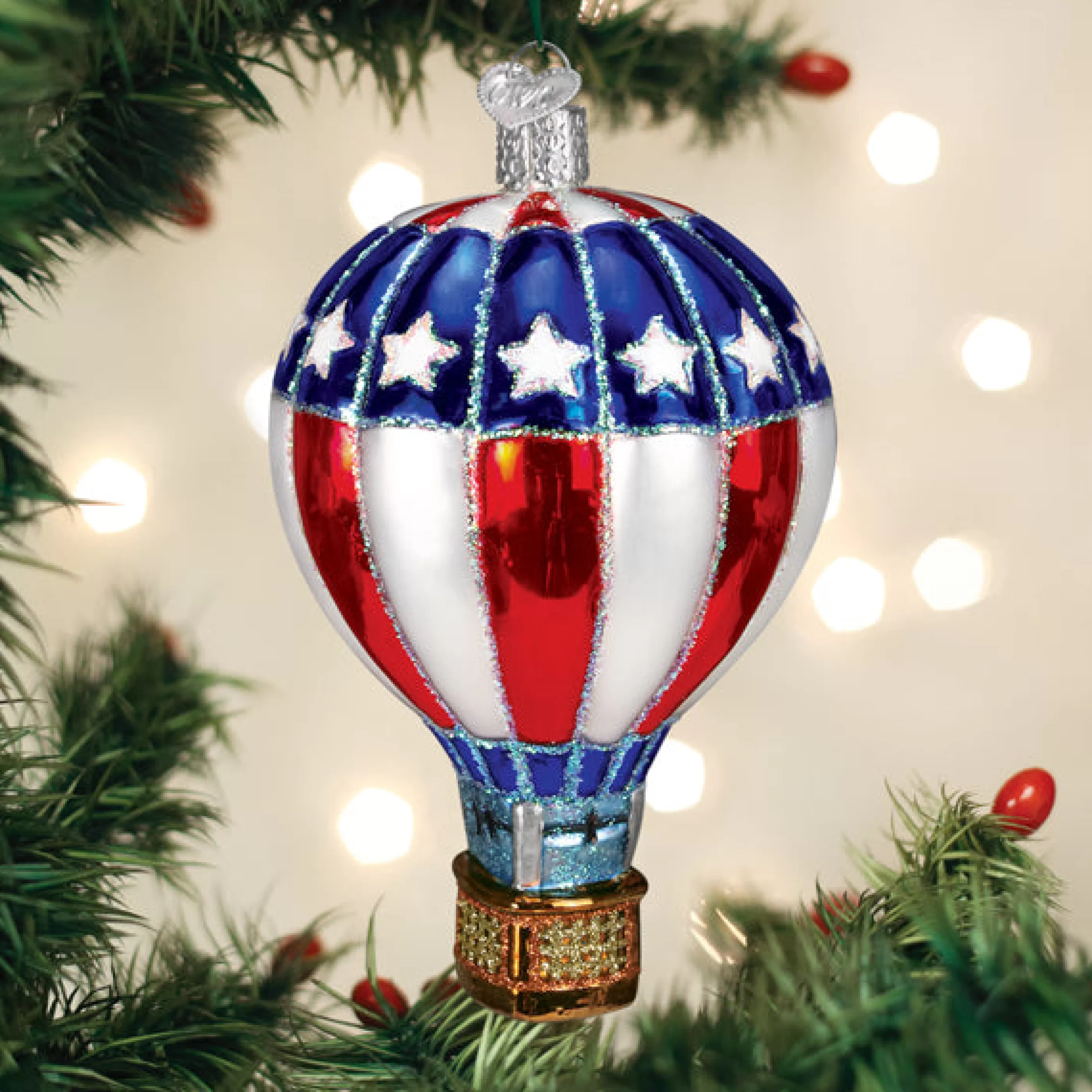 EAST WEST Patriotic Hot Air Balloon Ornament