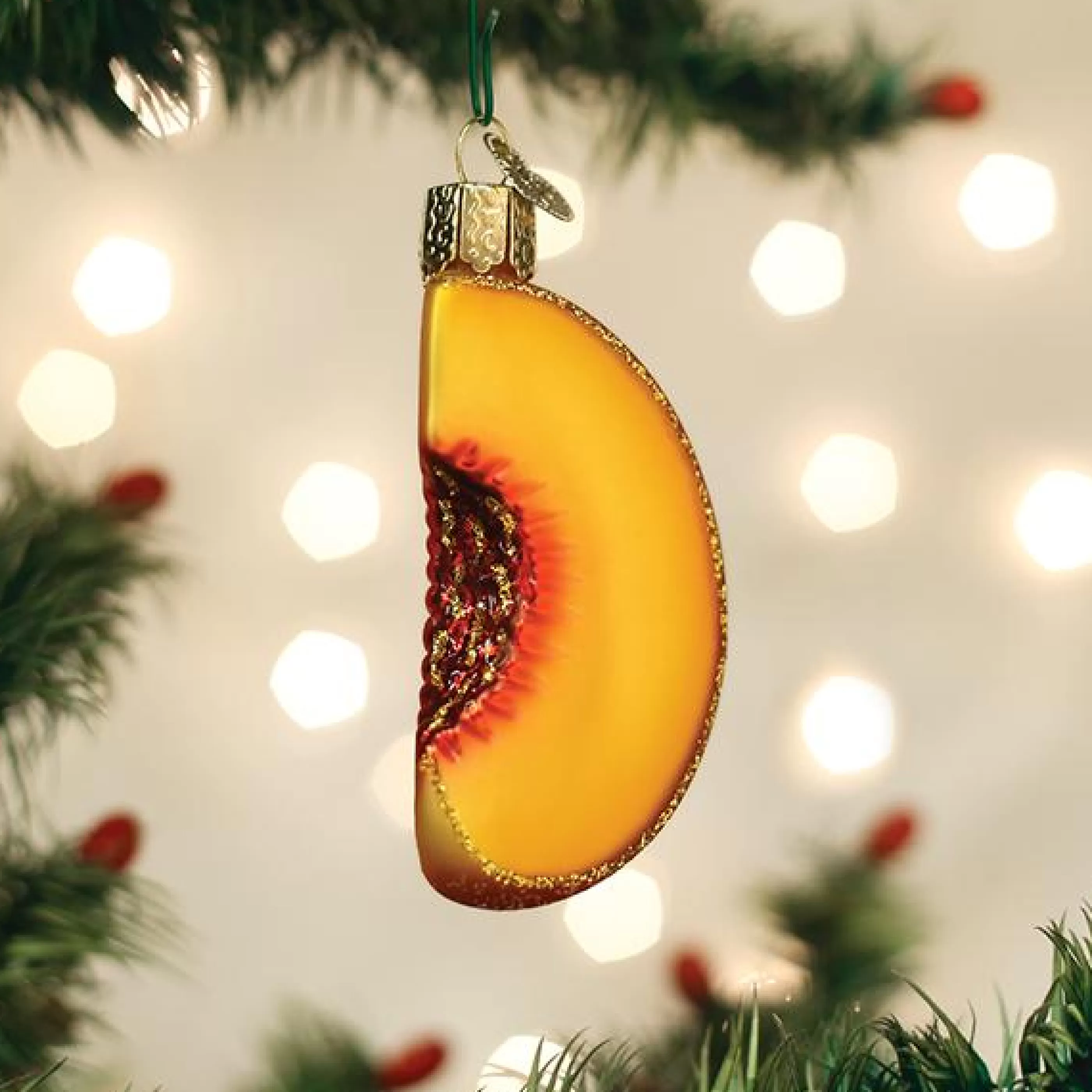 EAST WEST Peach Slice Ornament