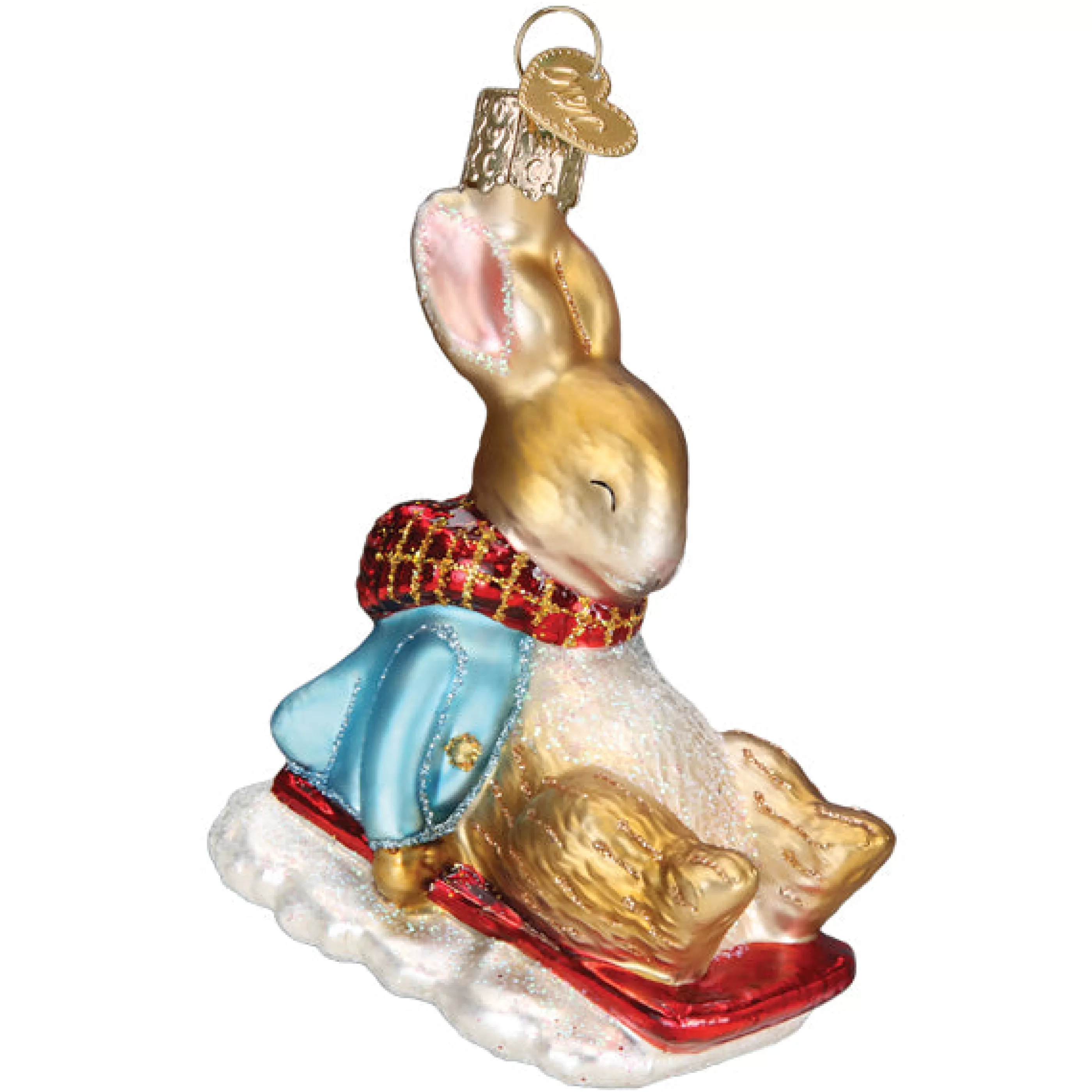 EAST WEST Peter Rabbit On Sled Ornament