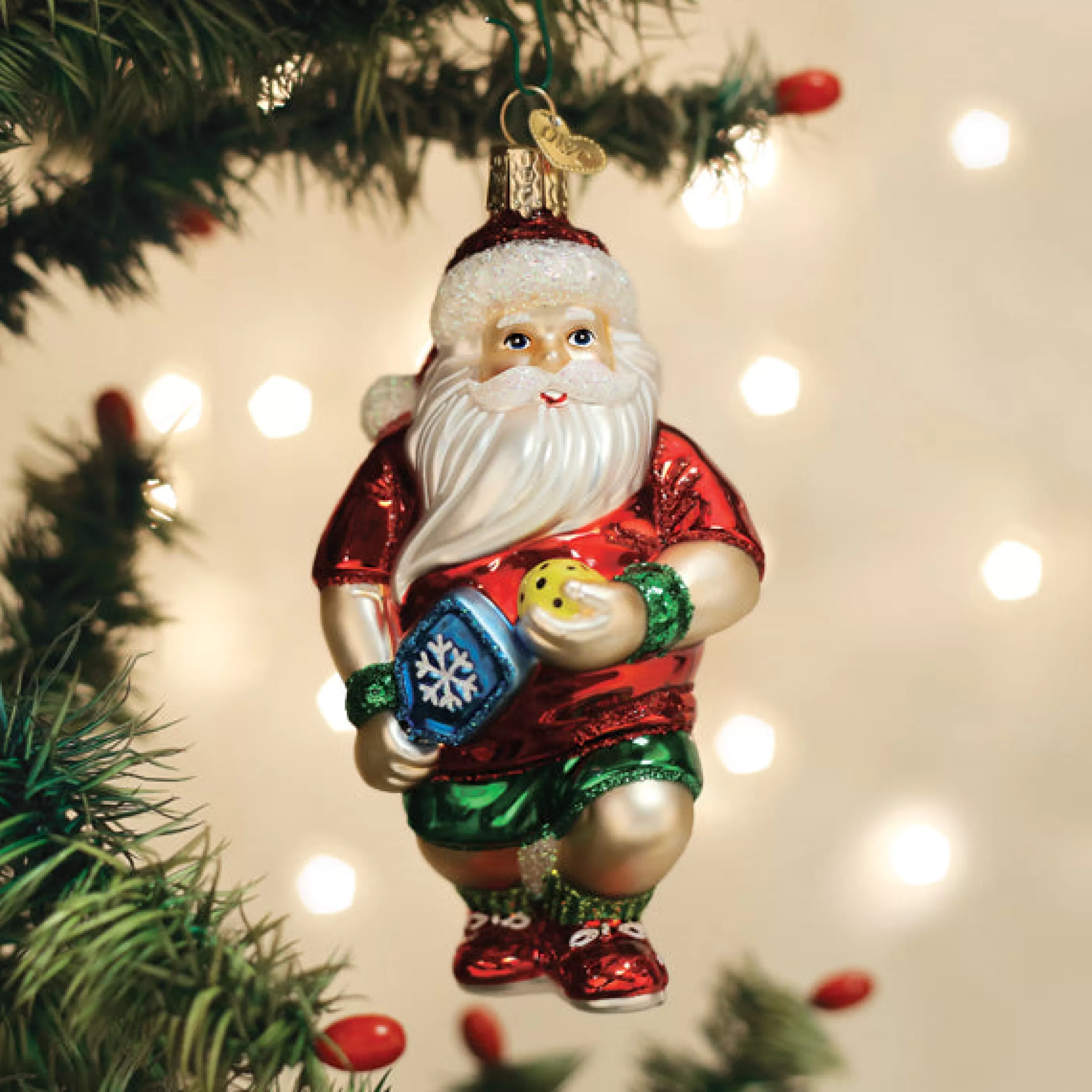 EAST WEST Pickleball Santa Ornament