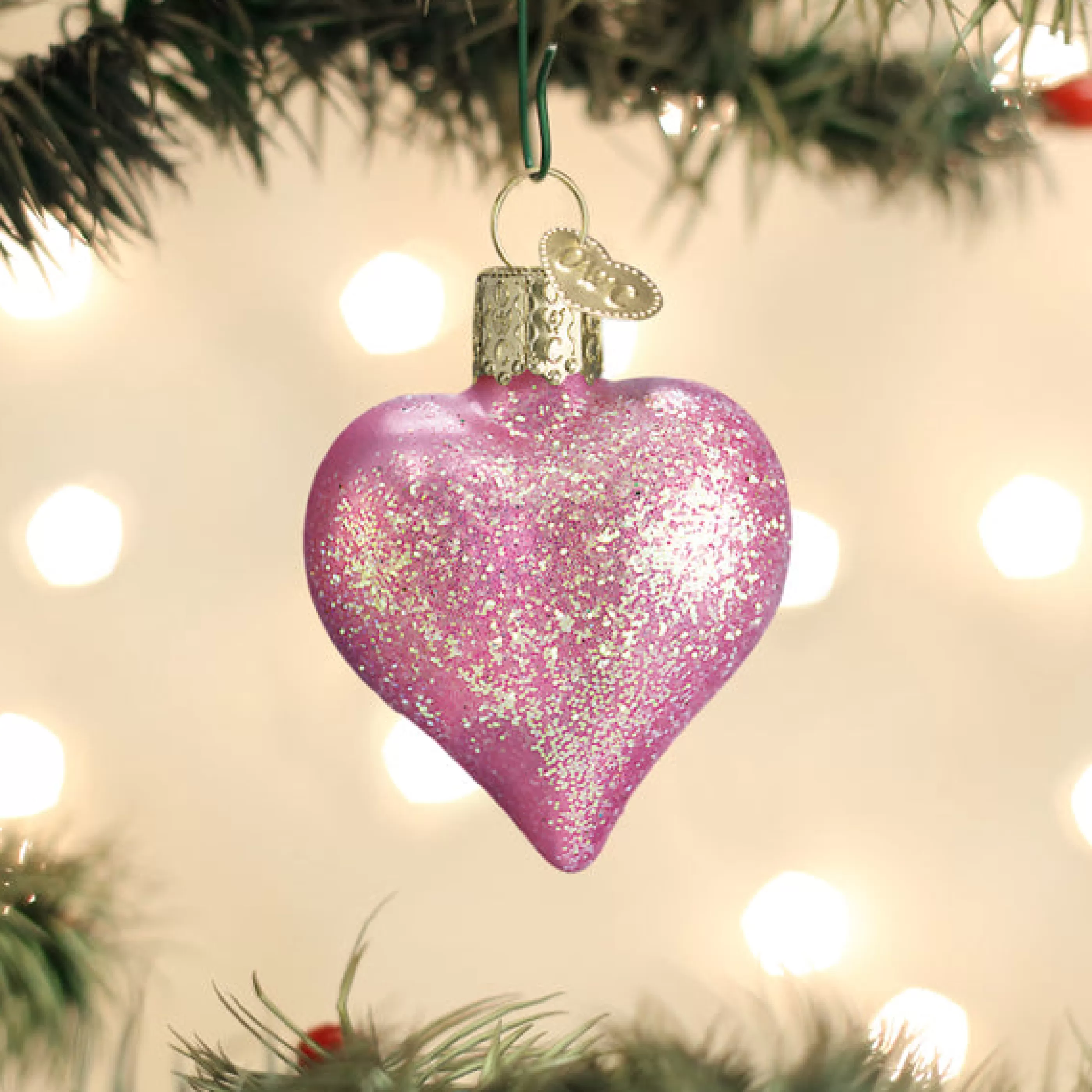 Kasa World Ltd Pink Glittered Heart Ornament