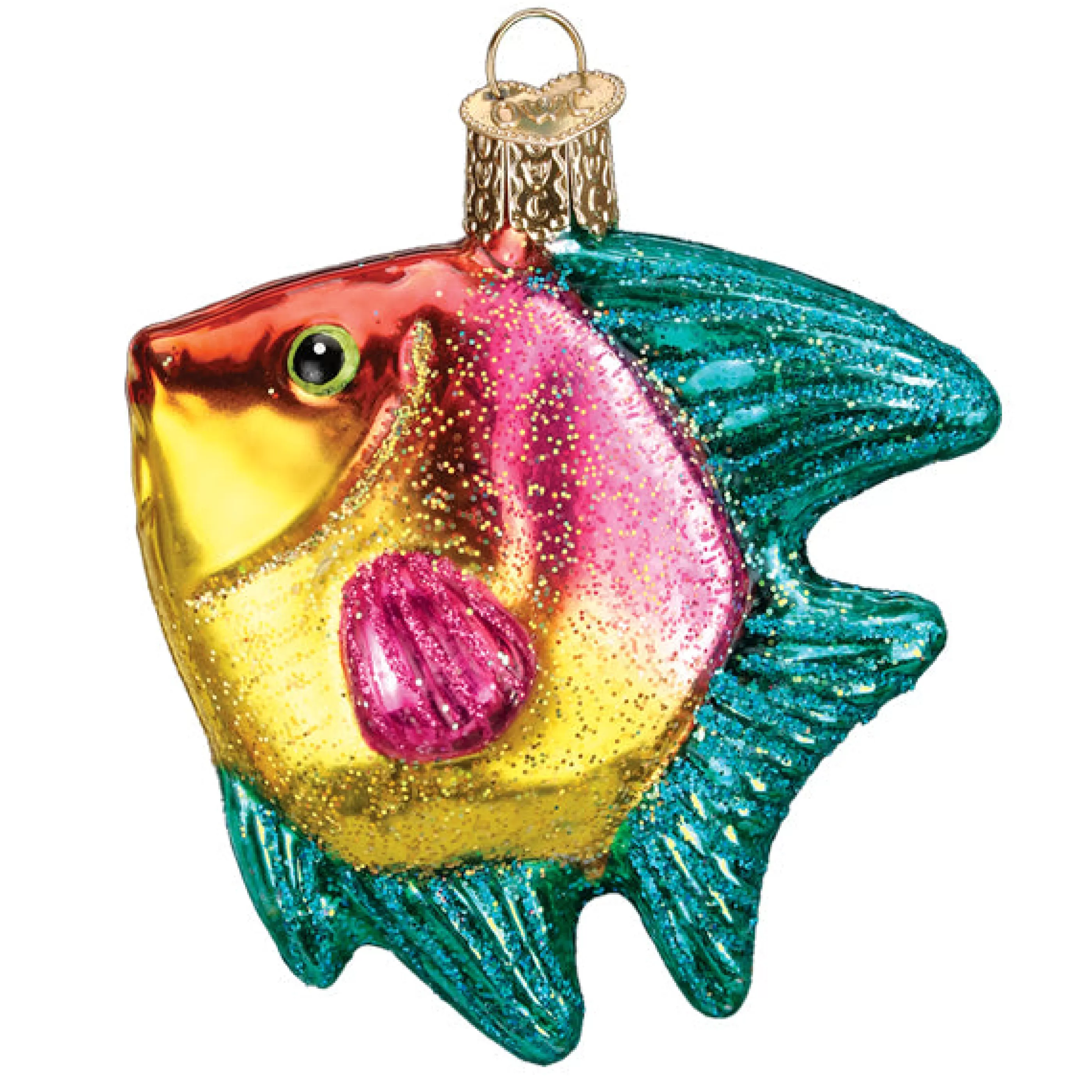 EAST WEST Pink/Yellow Tropical Angelfish Ornament