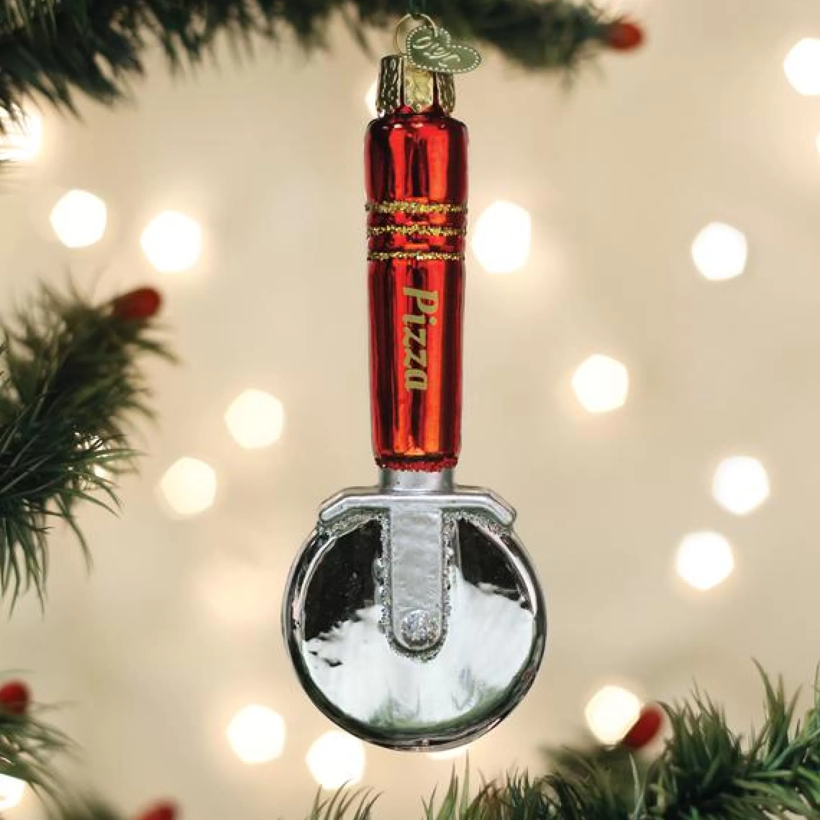 EAST WEST Pizza Cutter Ornament