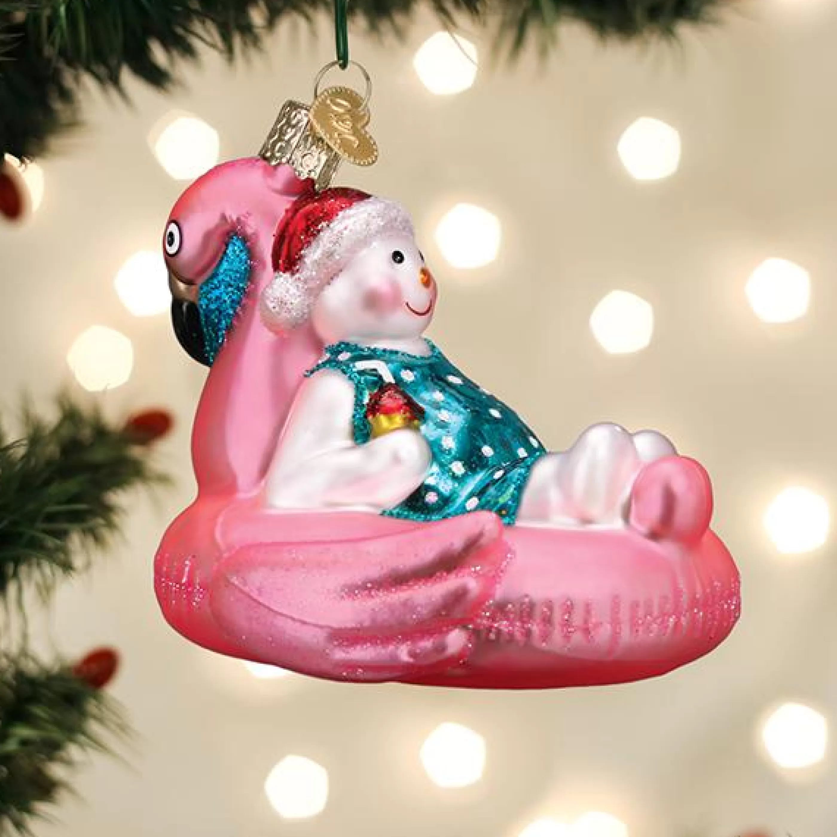 EAST WEST Pool Float Snowman Ornament