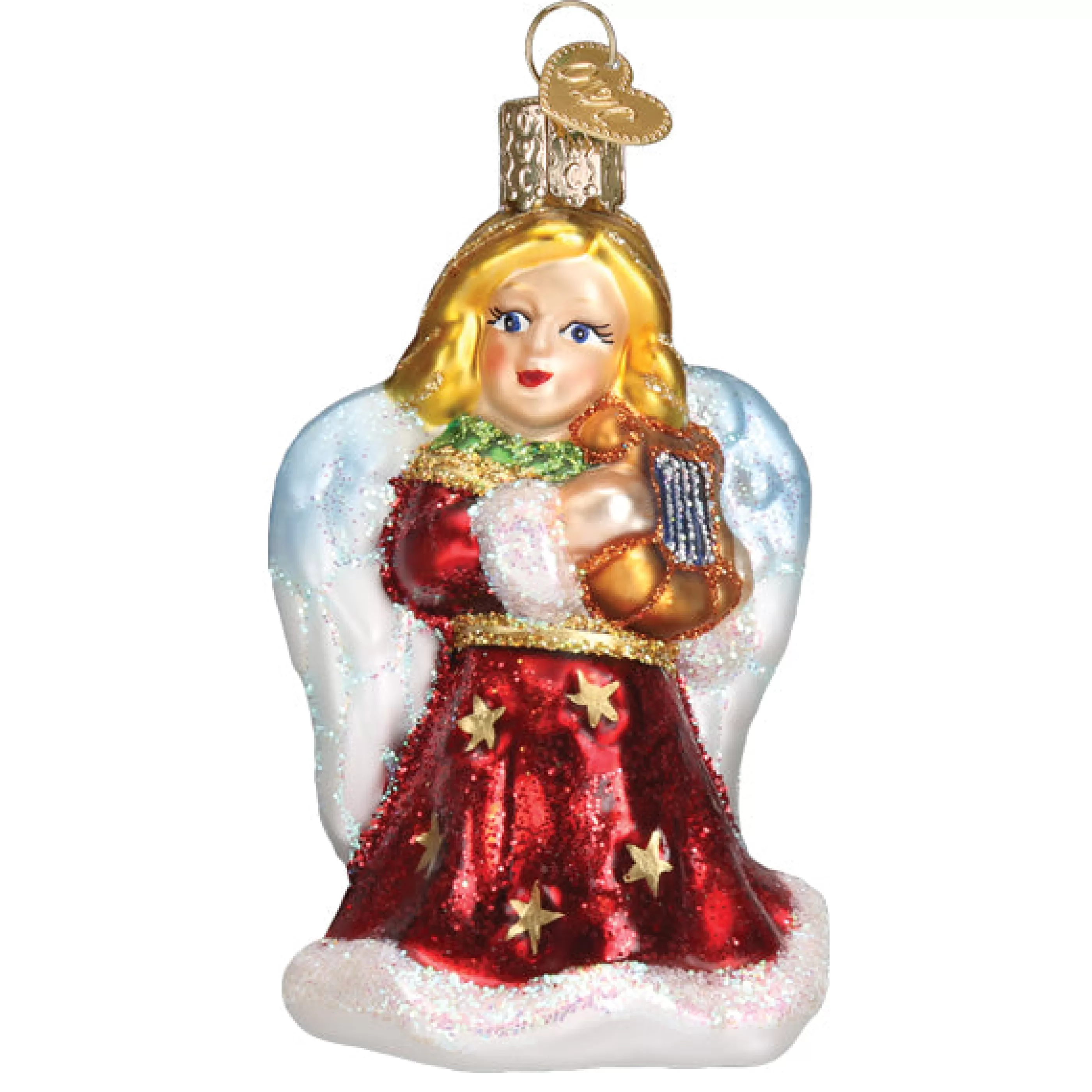 Kasa World Ltd Red Angel With Lyre Ornament