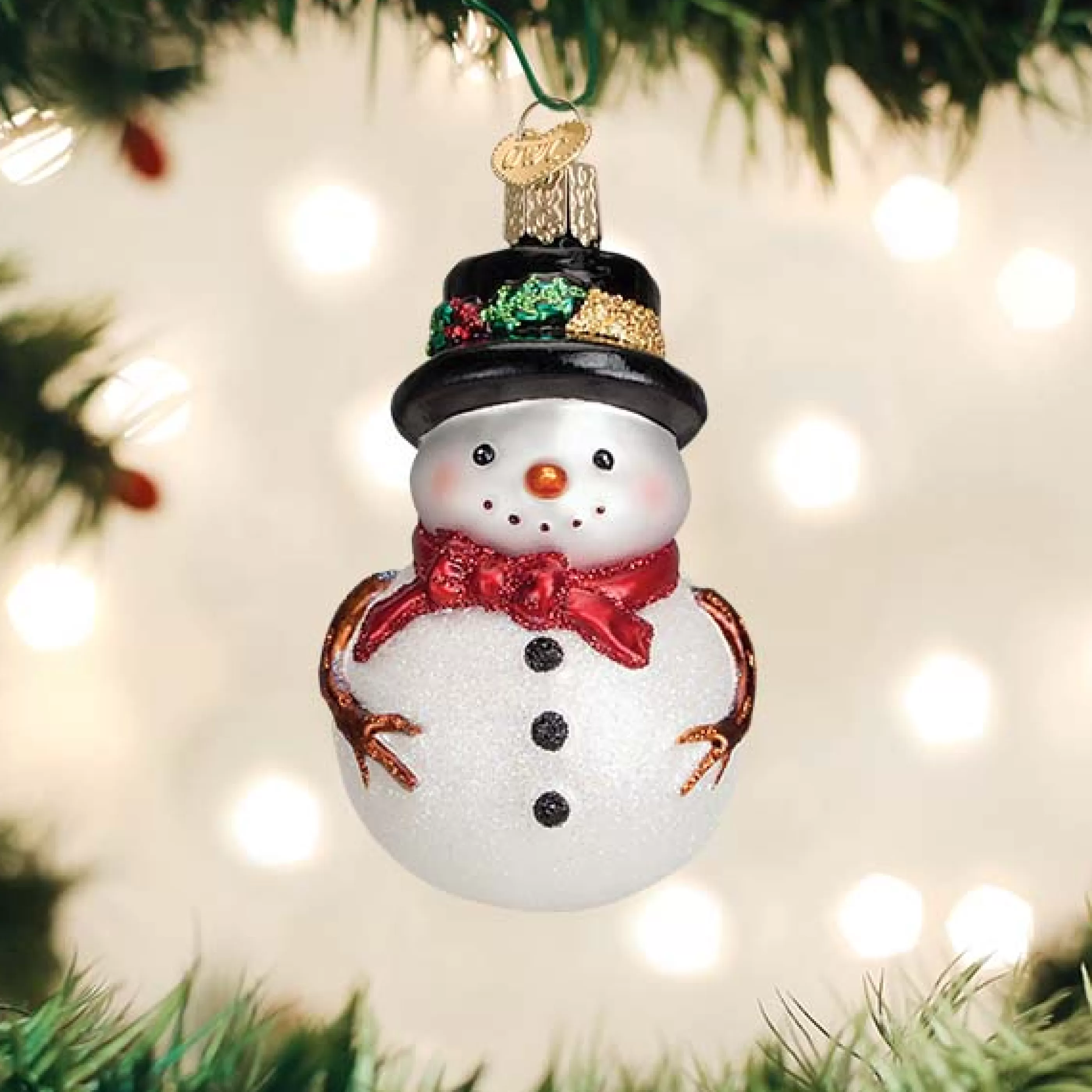 Kasa World Ltd Red Bow Holly Hat Snowman Ornament