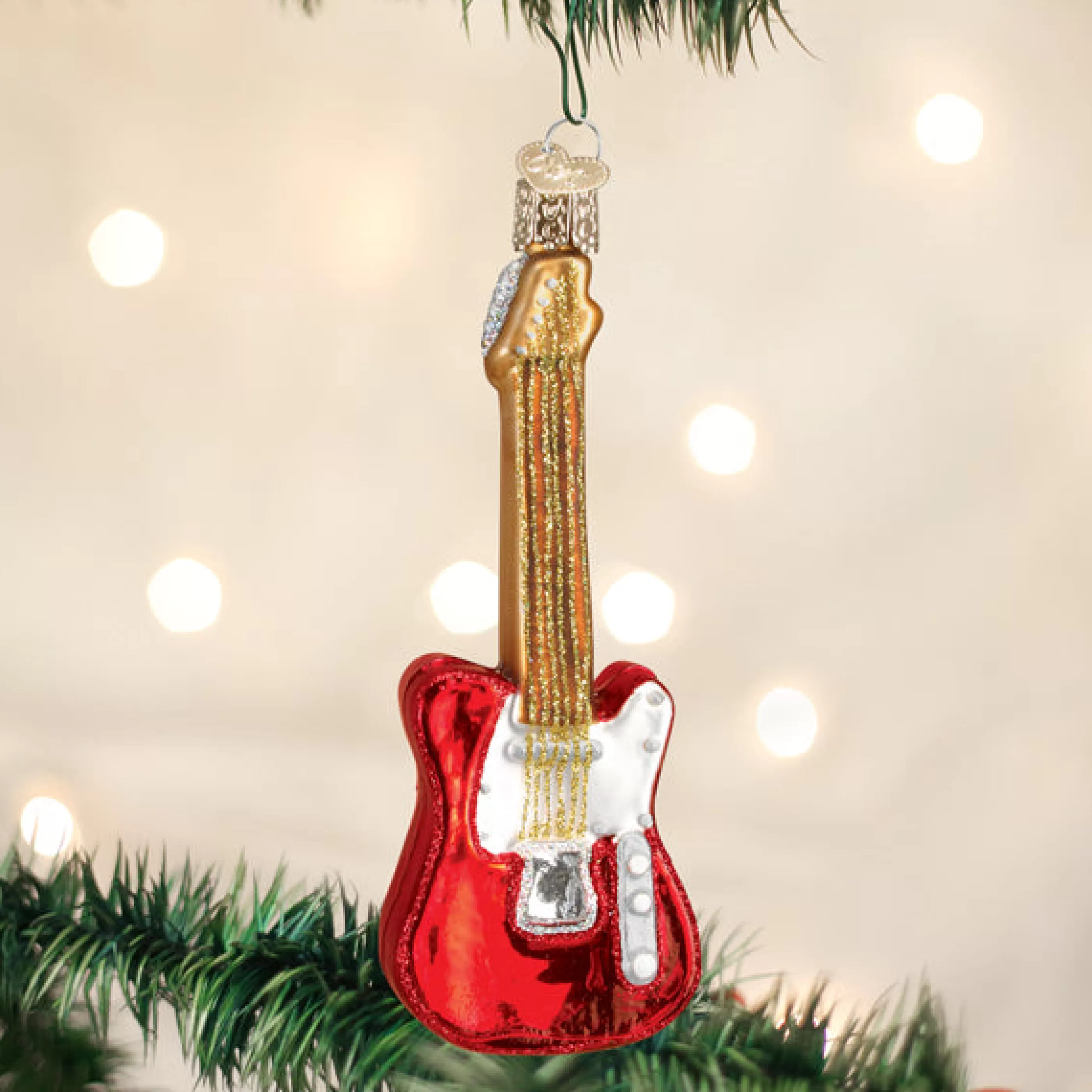 EAST WEST Red Electric Guitar Ornament