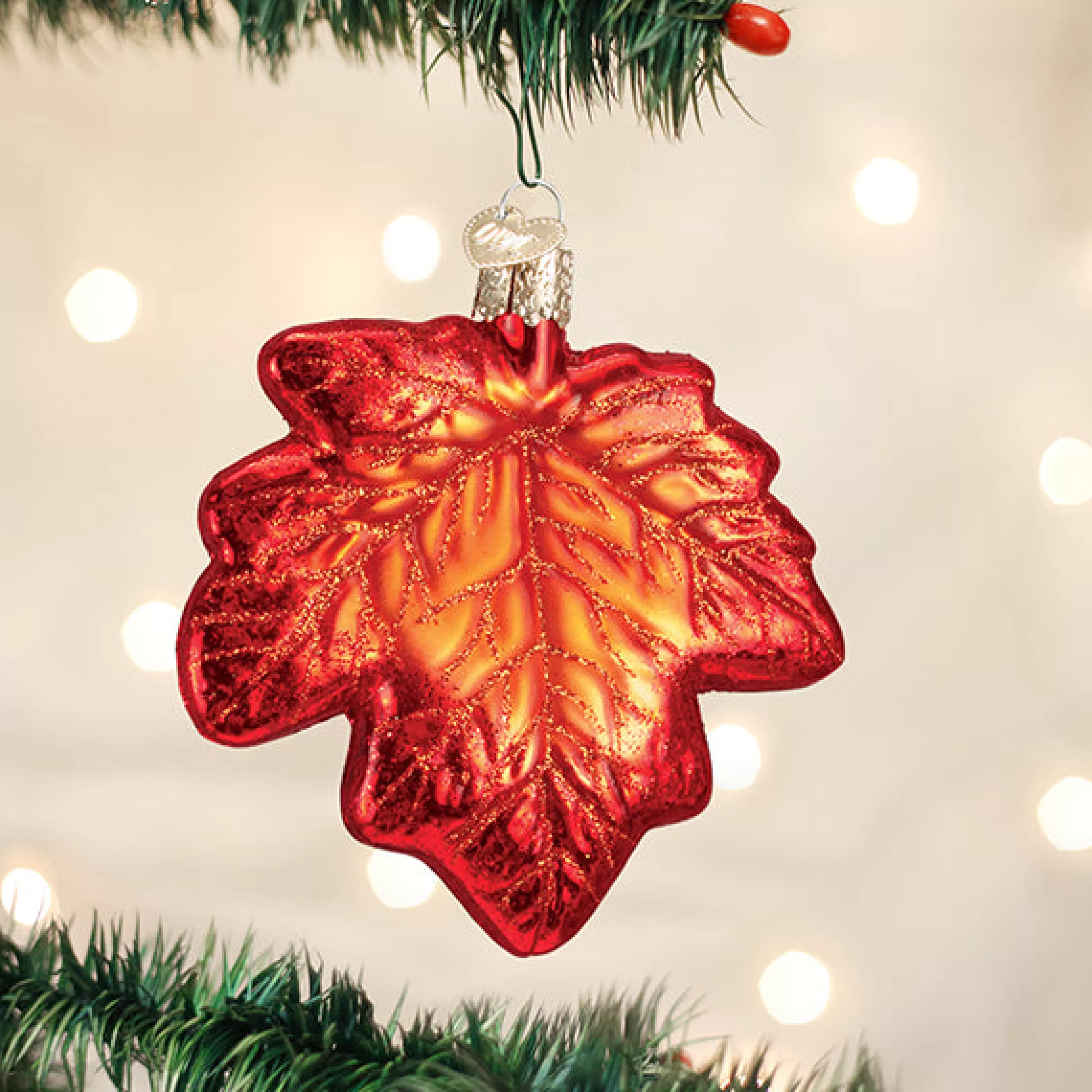 Kasa World Ltd Red Maple Leaf Ornament