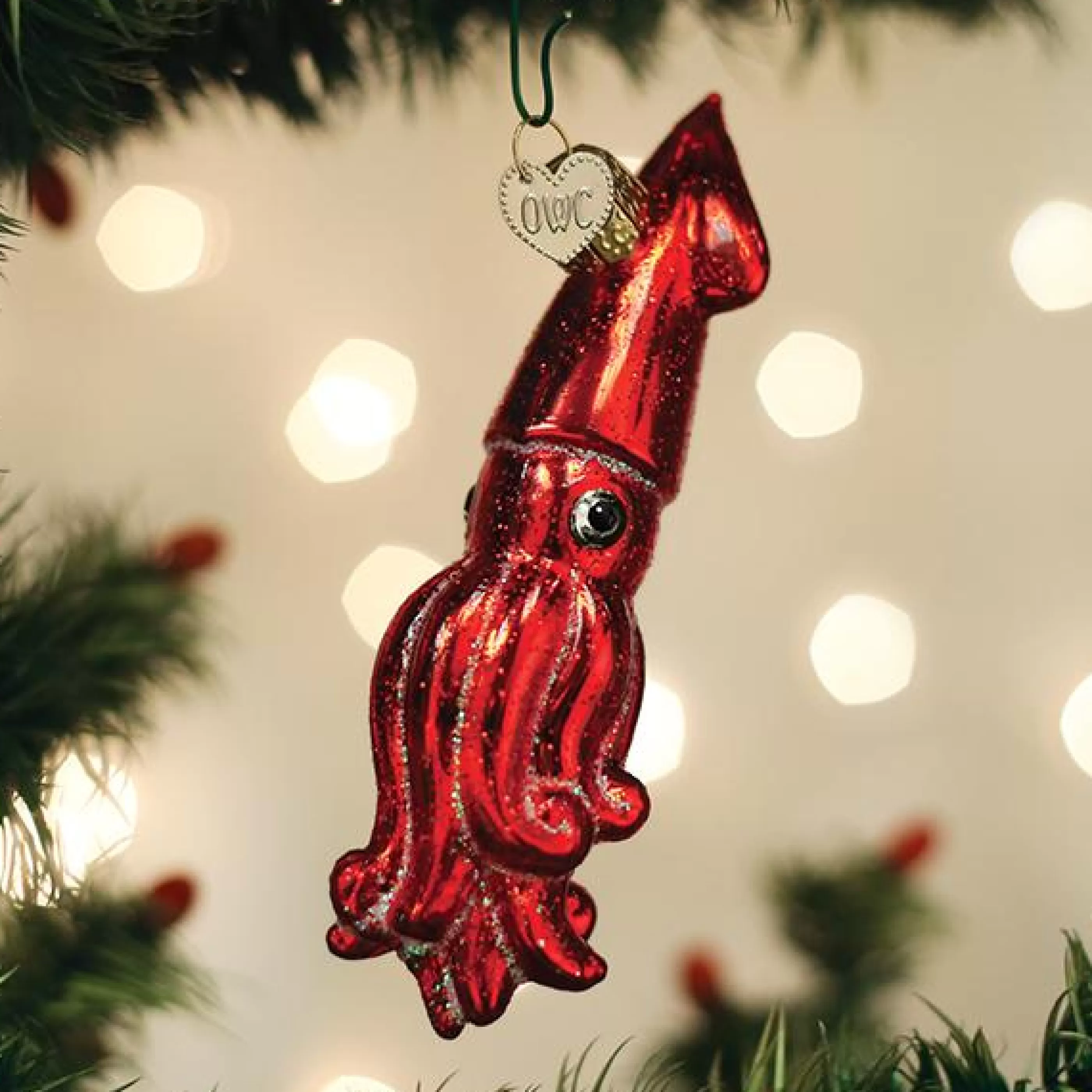 EAST WEST Red Squid Ornament