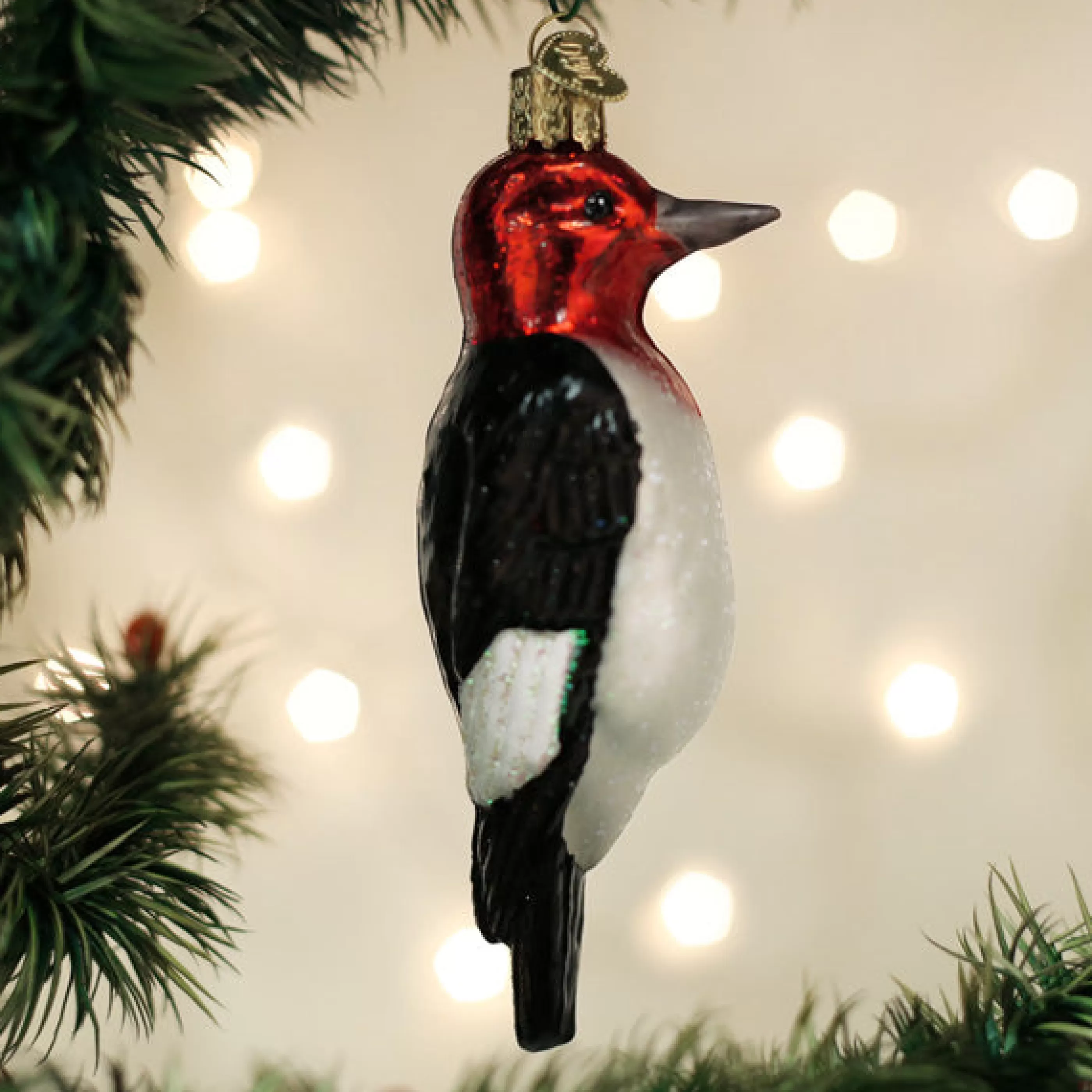 EAST WEST Red-Headed Woodpecker Ornament