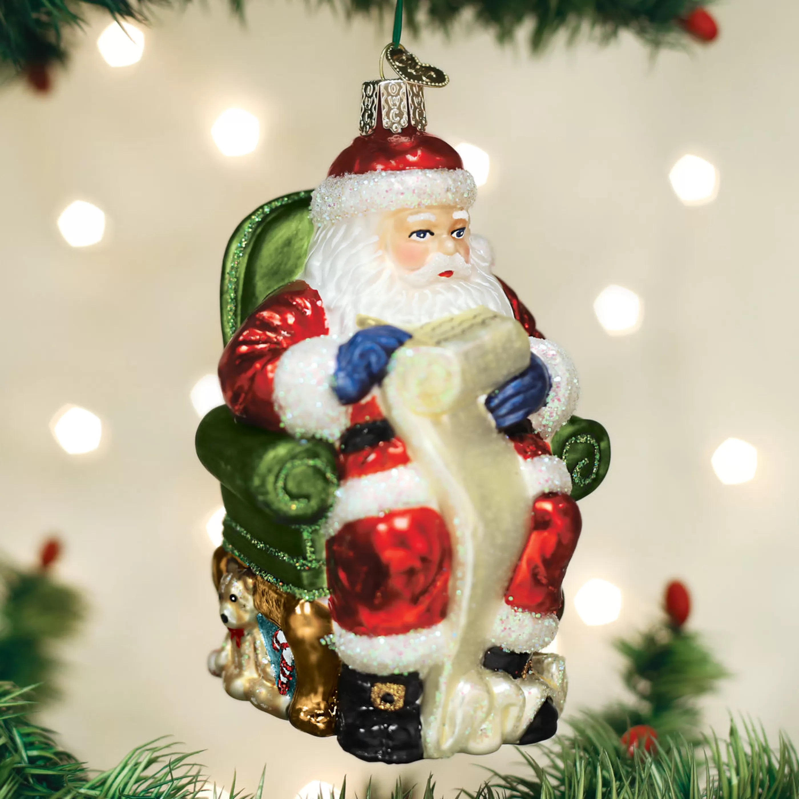 Kasa World Ltd Santa Checking His List Ornament