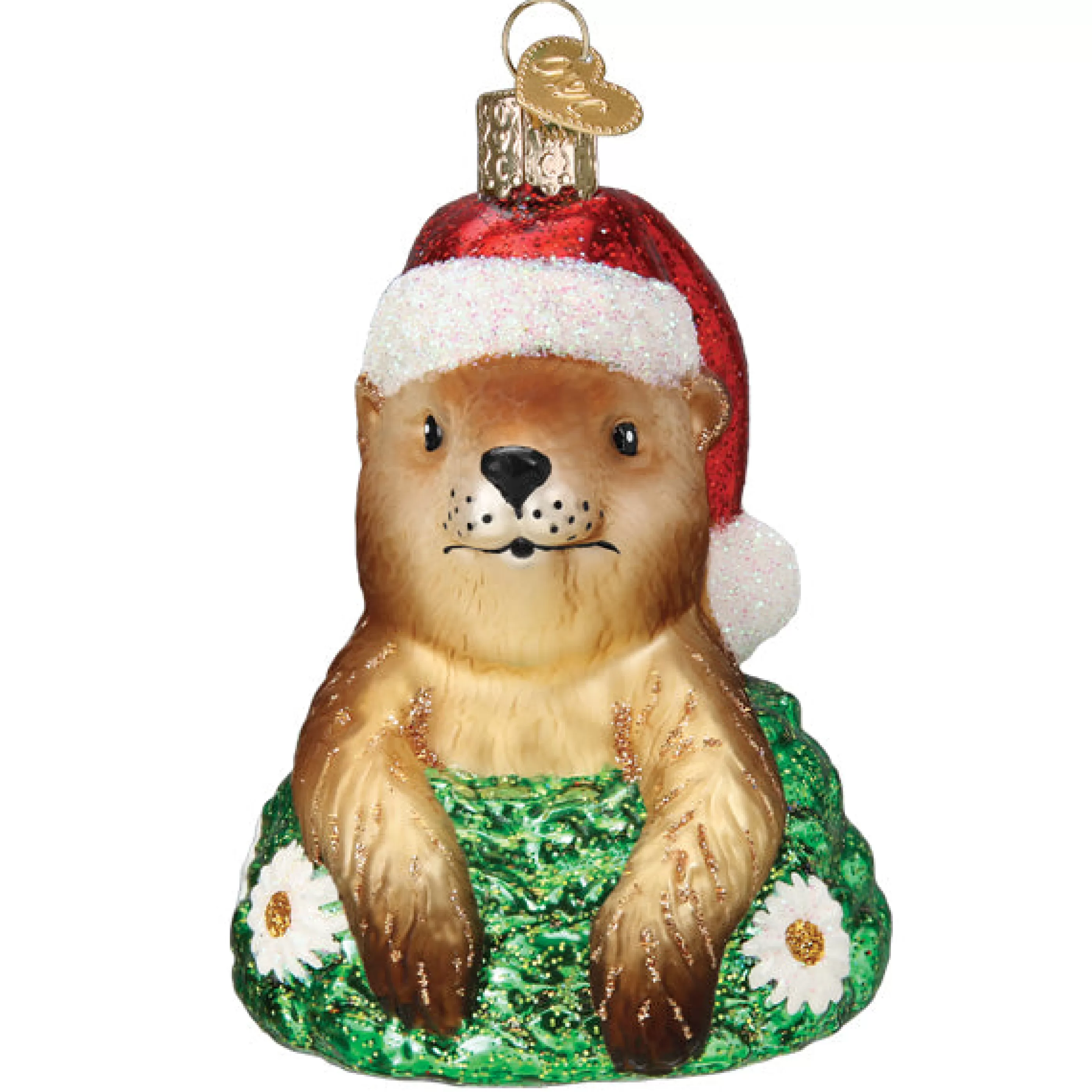 EAST WEST Santa Groundhog Ornament