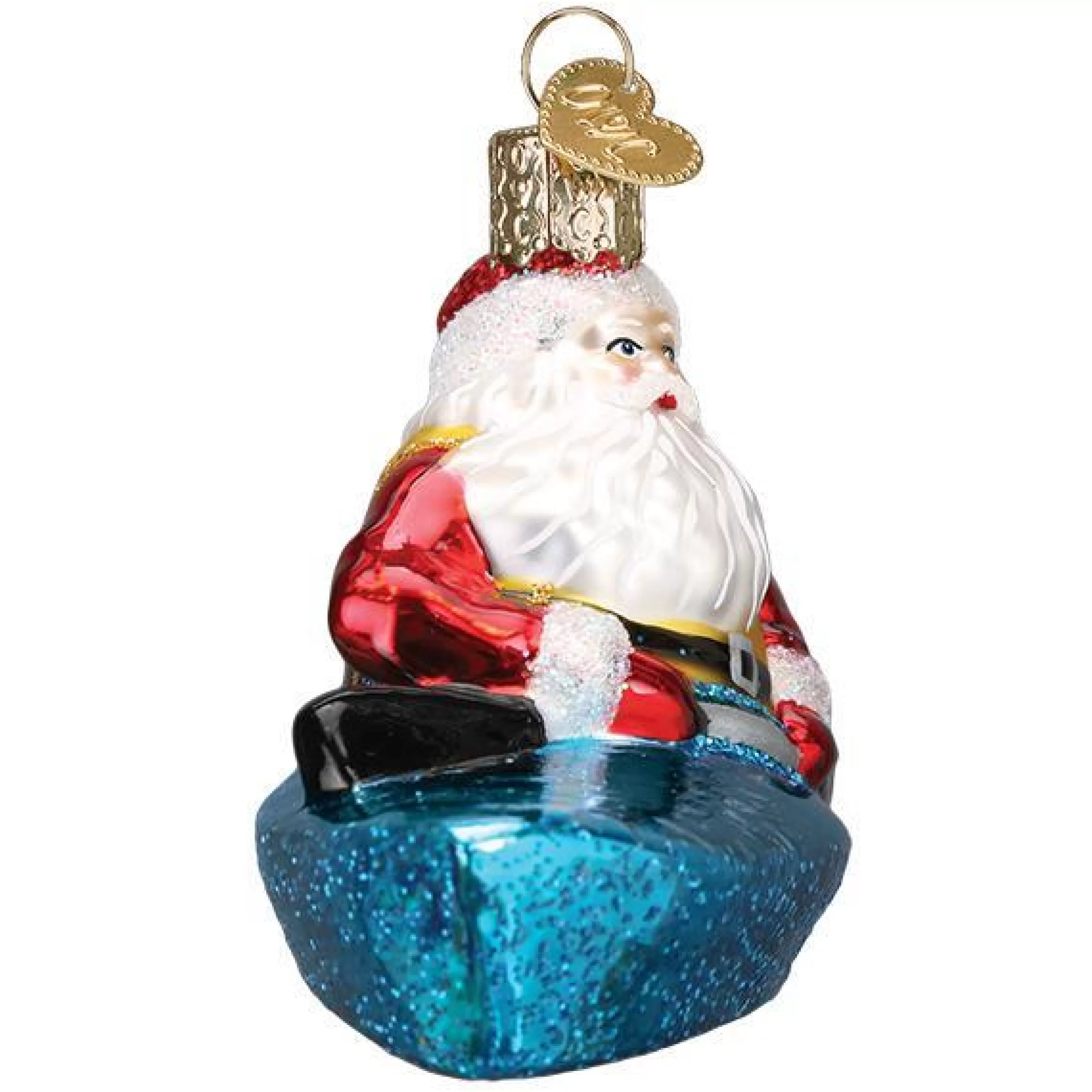 EAST WEST Santa In Kayak Ornament