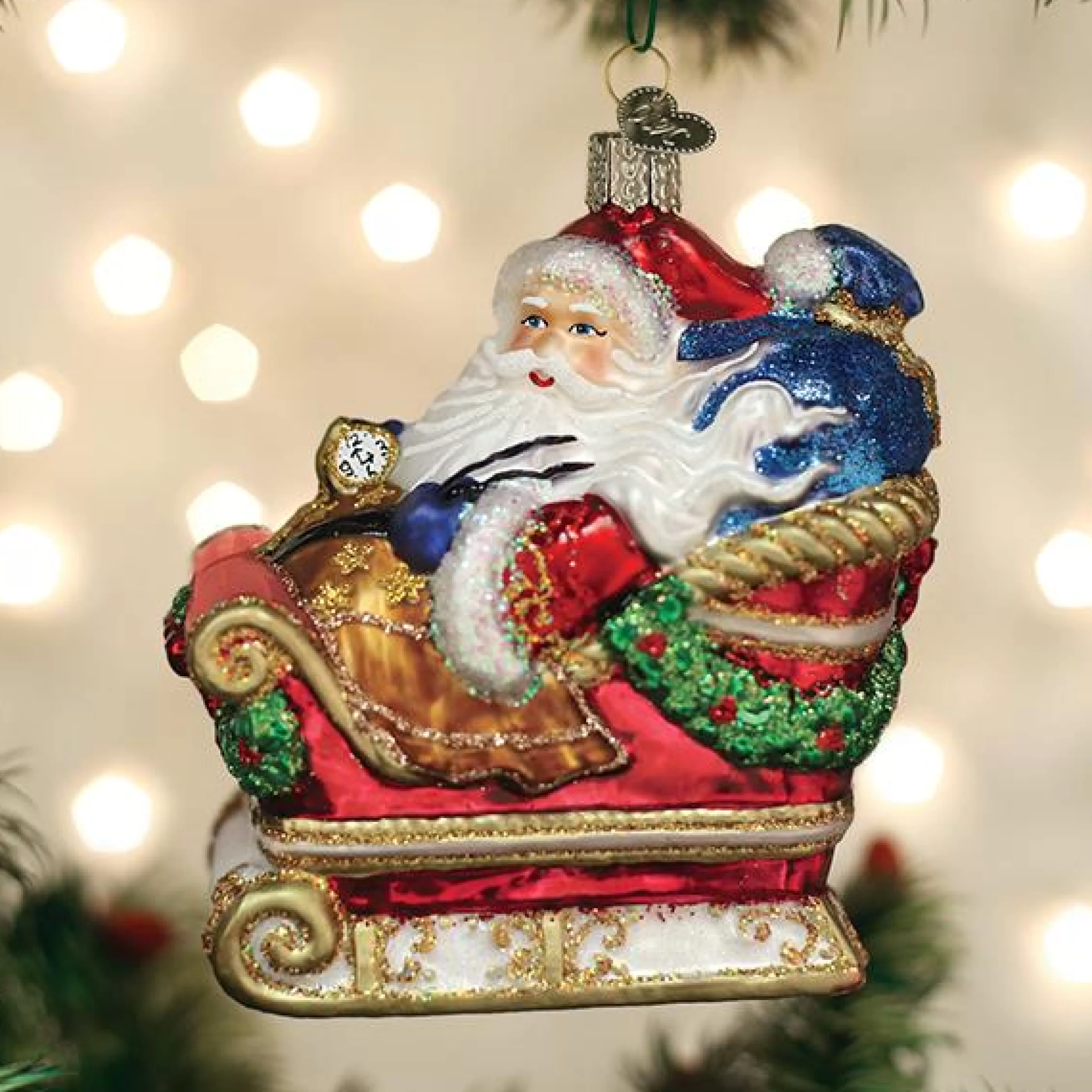 Kasa World Ltd Santa In Sleigh Ornament